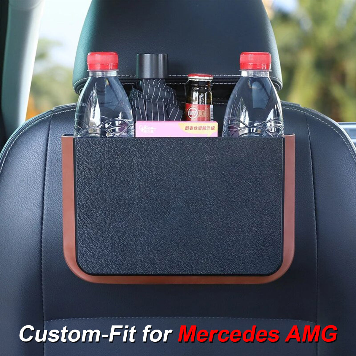 Hanging Waterproof Car Trash can-Foldable, Custom-Fit For Mercedes AMG, Waterproof, Equipped with Cup Holders and Trays DLLM251 - Delicate Leather