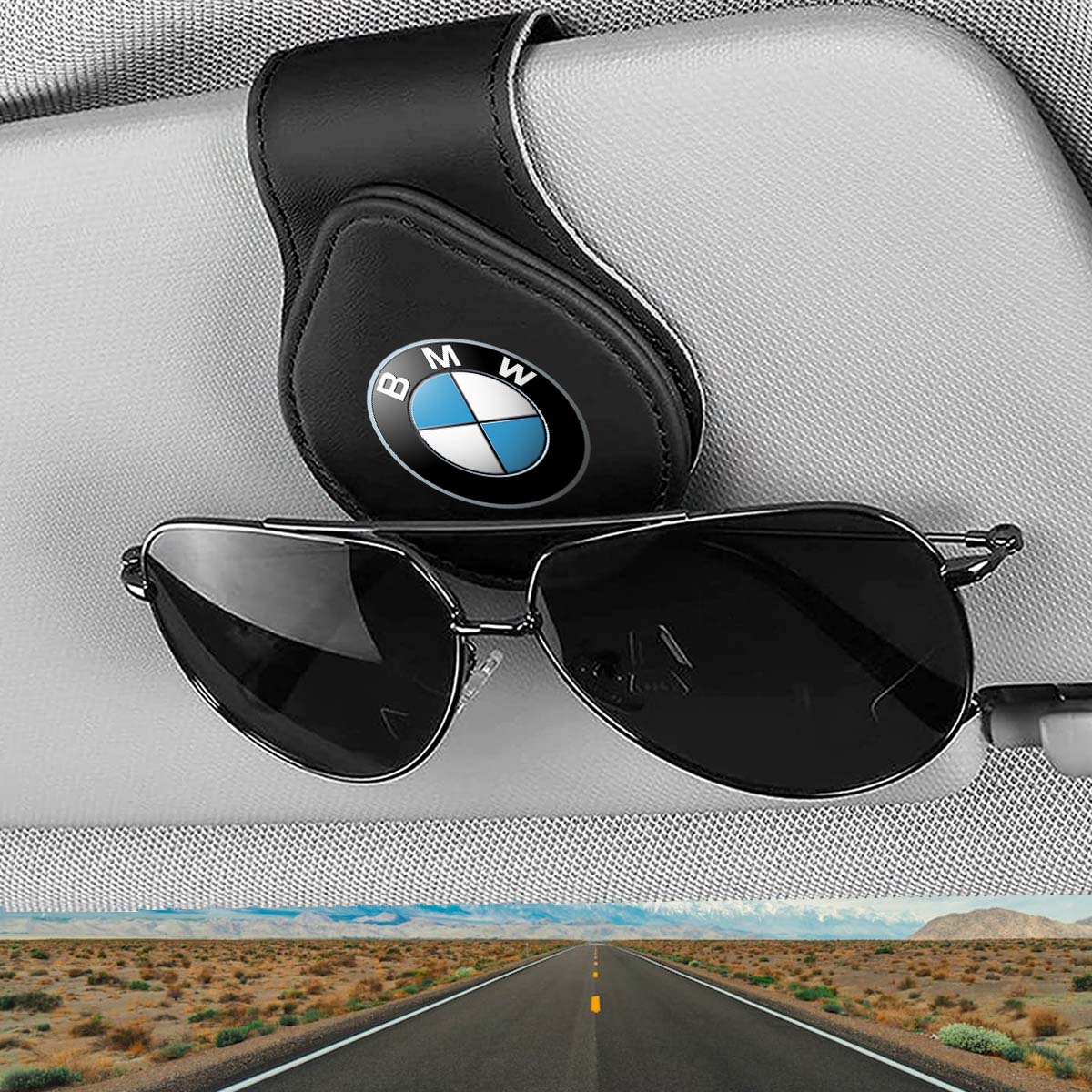 Car Sunglasses Holder, Custom For Your Cars, Magnetic Leather Glasses Frame 2025 Update KX13995 - Delicate Leather