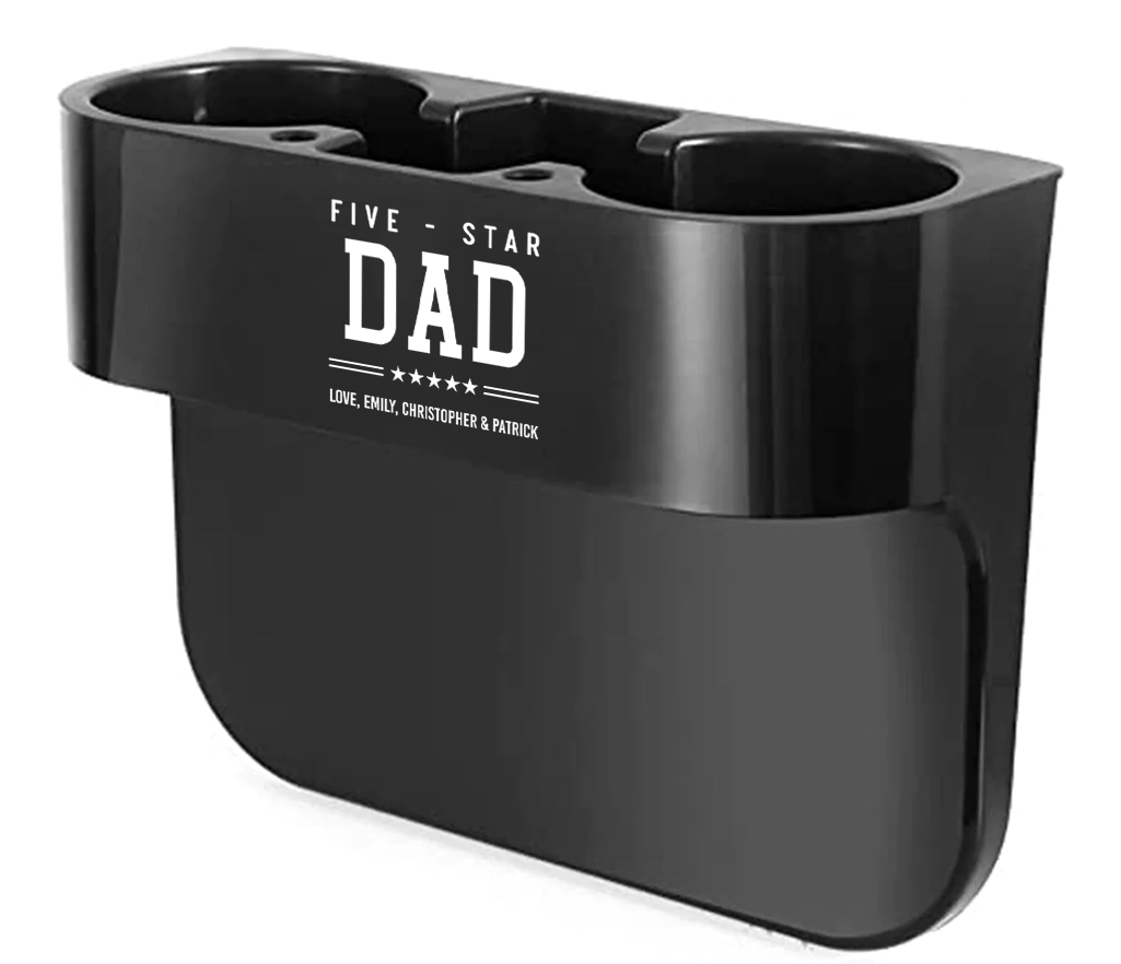 Personalized Cup Holder Portable Multifunction Vehicle Seat Cup Cell Phone Drinks Holder Box Car Interior Organizer, Happy Father's Day, Custom For Your Cars, Car Accessories, Gift for Daddy - Delicate Leather