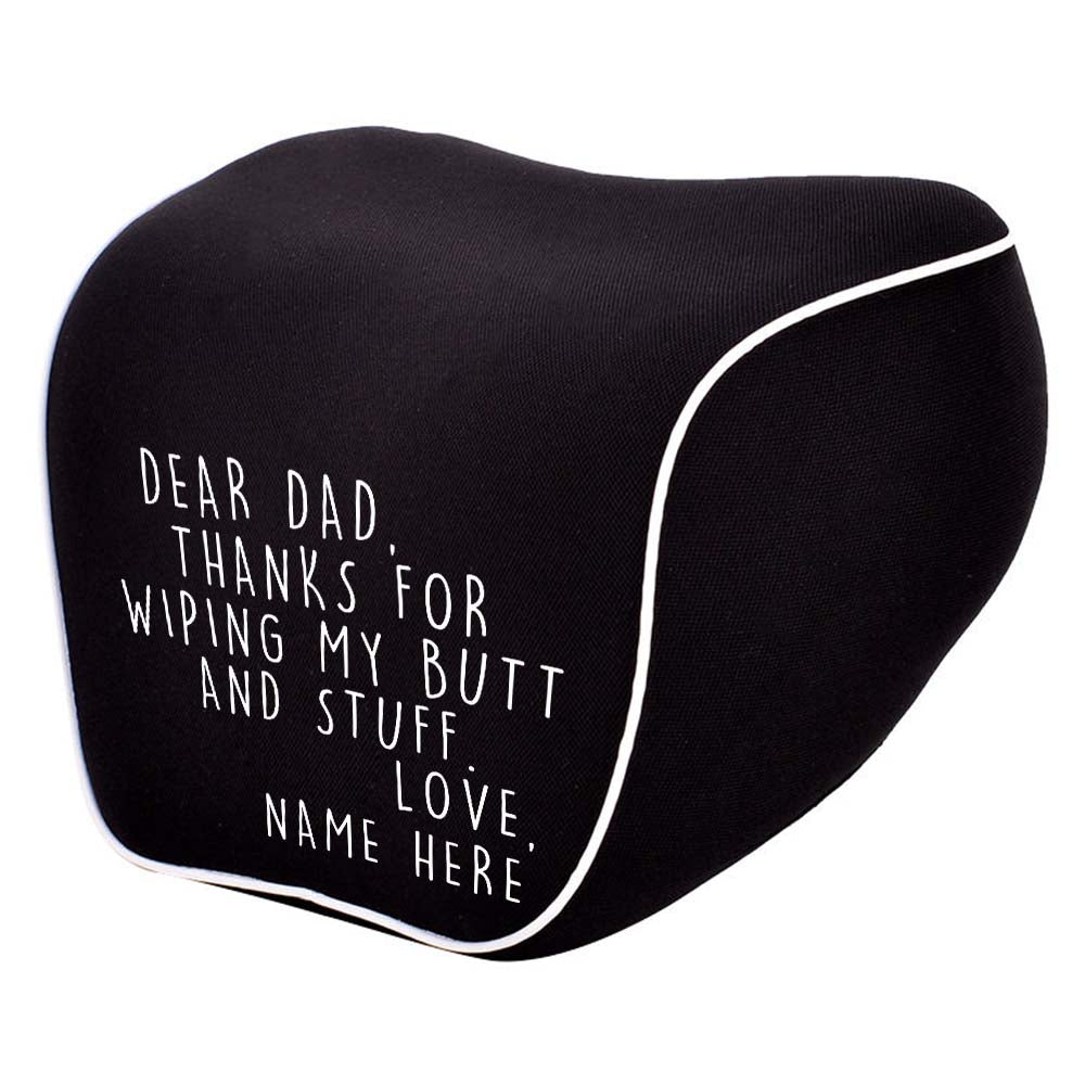Personalized Lumbar Support Cushion for Car and Headrest Neck Pillow Kit, Happy Father's Day, Custom For Cars, Ergonomically Design for Car Seat, Car Accessories, Gift for Daddy - Delicate Leather