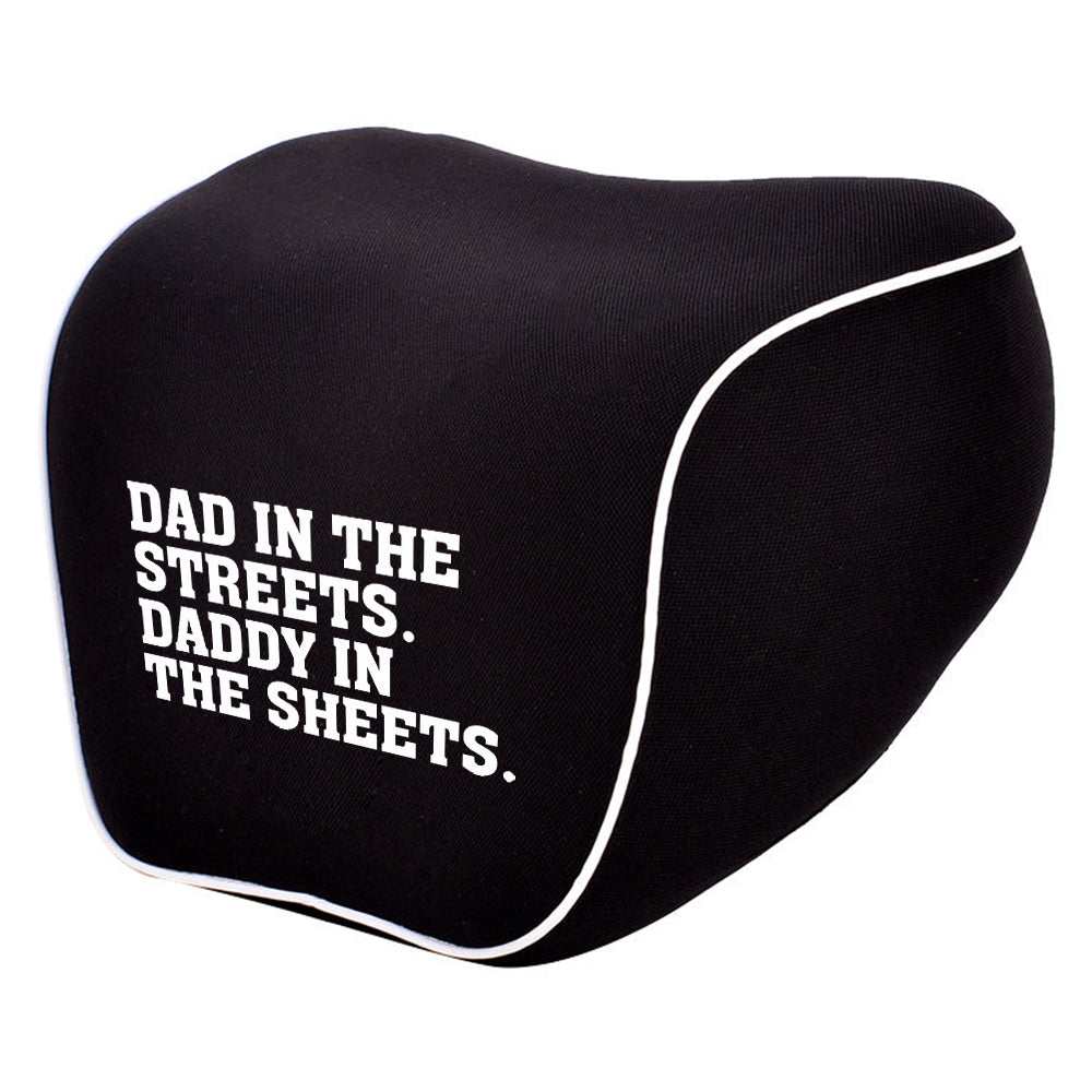 Lumbar Support Cushion for Car and Headrest Neck Pillow Kit, Dad In The Streets. Daddy In The Sheets, Custom For Cars, Ergonomically Design for Car Seat, Car Accessories, Gift for Daddy - Delicate Leather