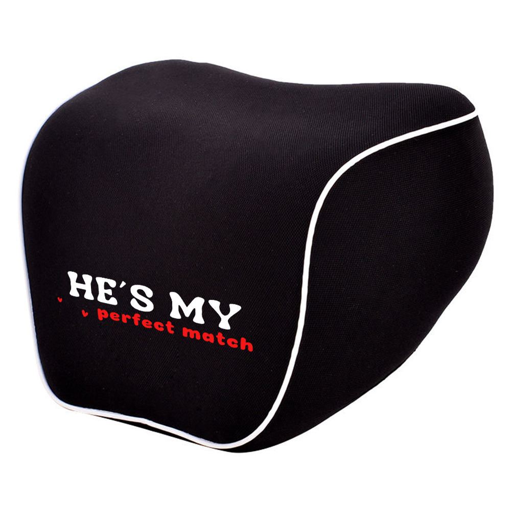 She's My Perfect Match -He's My Perfect Match Lumbar Support Cushion for Car and Headrest Neck Pillow Kit, Valentines Day Custom For Cars, Ergonomically Design for Car Seat, Car Accessories, Couple Matching Puzzle 03 - Delicate Leather