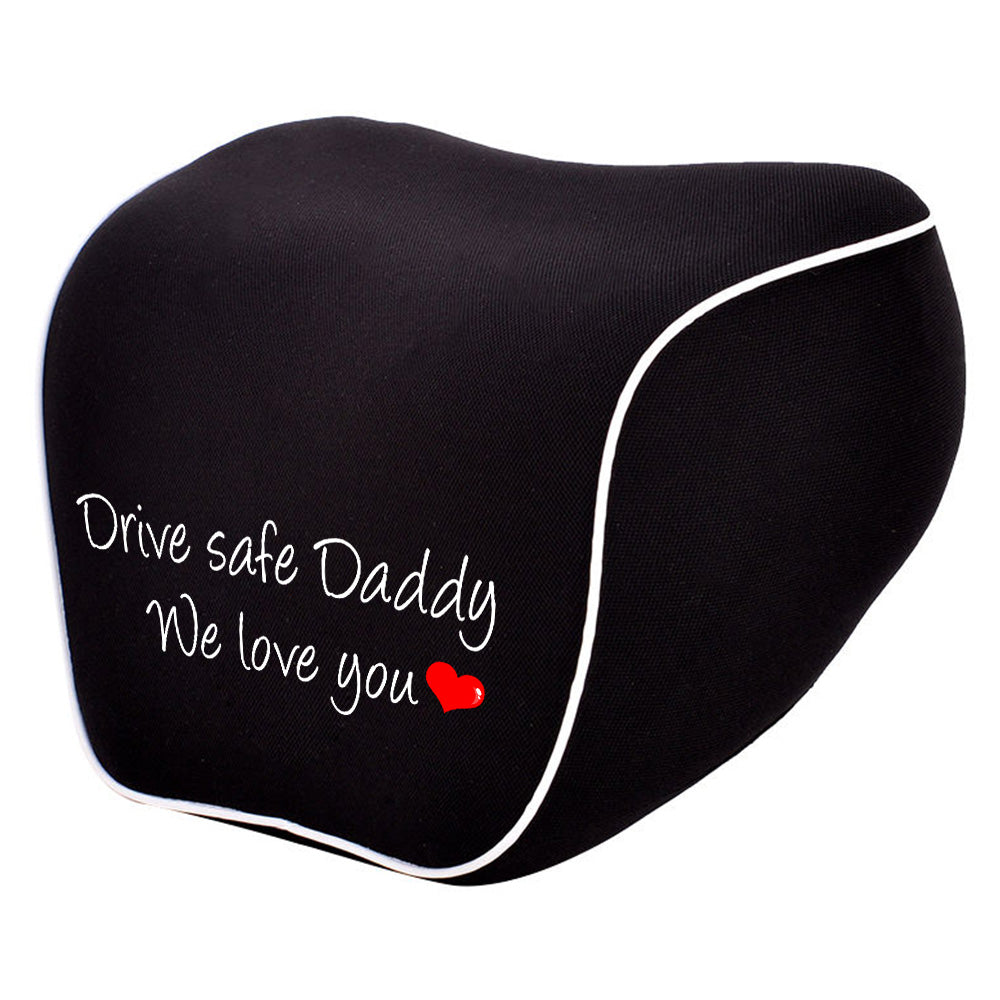 Lumbar Support Cushion for Car and Headrest Neck Pillow Kit, Drive Safe Daddy, Custom For Cars, Ergonomically Design for Car Seat, Car Accessories, Gift for Daddy - Delicate Leather