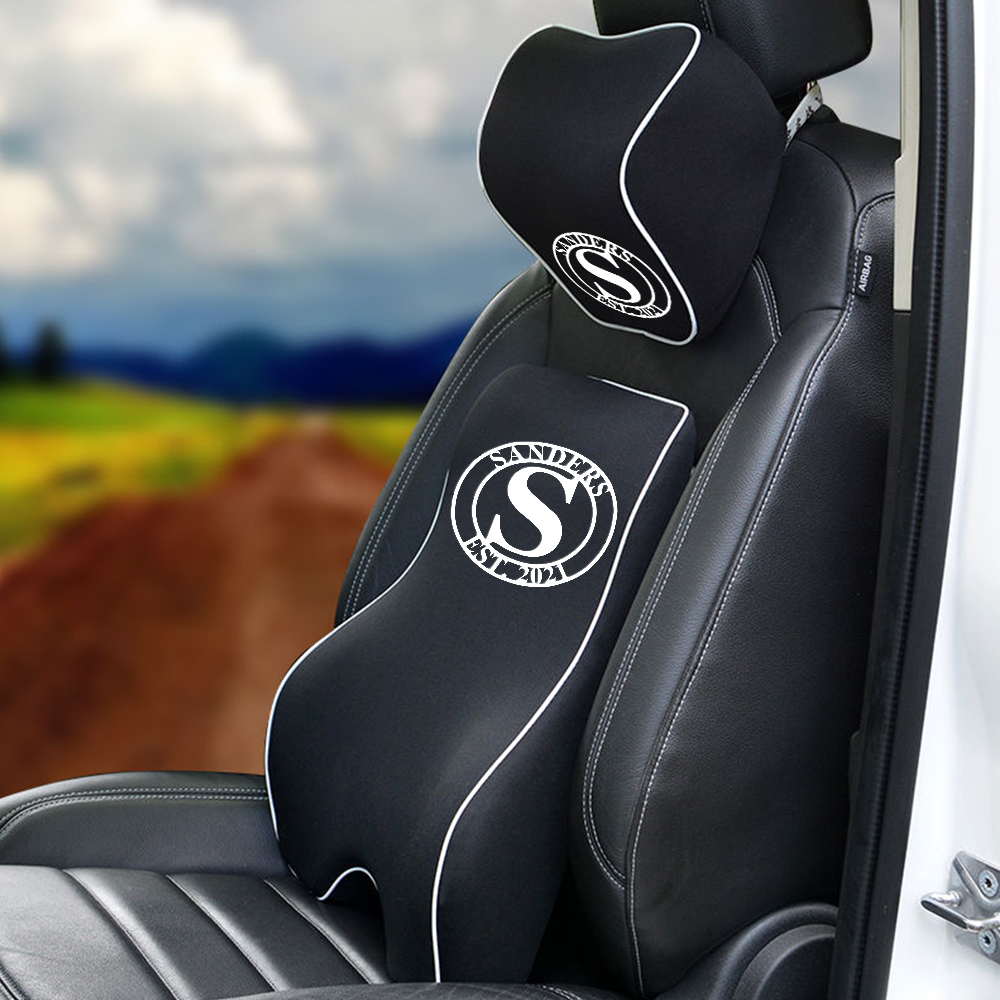 Personalized Wedding Gift Custom Name Lumbar Support Cushion for Car and Headrest Neck Pillow Kit, Anniversary Couple Gift Personalized, Happy Anniversary, Valentines Day Gift Romantic, Car Accessories 01 - Delicate Leather