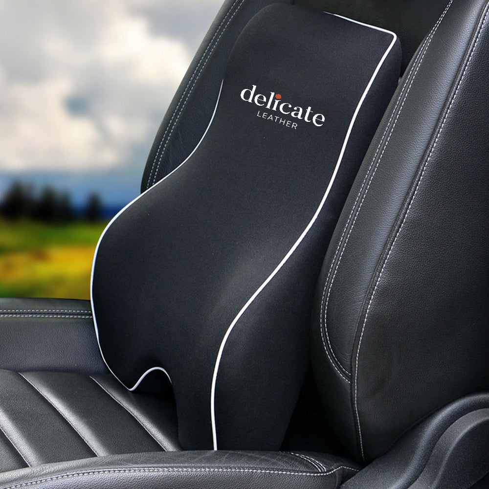 Lumbar Support Cushion for Car and Headrest Neck Pillow Kit, Custom For Cars, Ergonomically Design for Car Seat, Car Accessories LI13983 - Delicate Leather