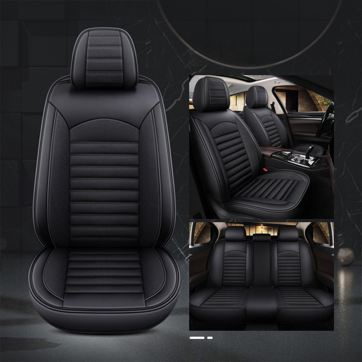Customized Breathable Auto 9pcs Leather Seat Covers - Universal Full Set Luxury Car Seat Covers, Custom For Your Cars - Delicate Leather