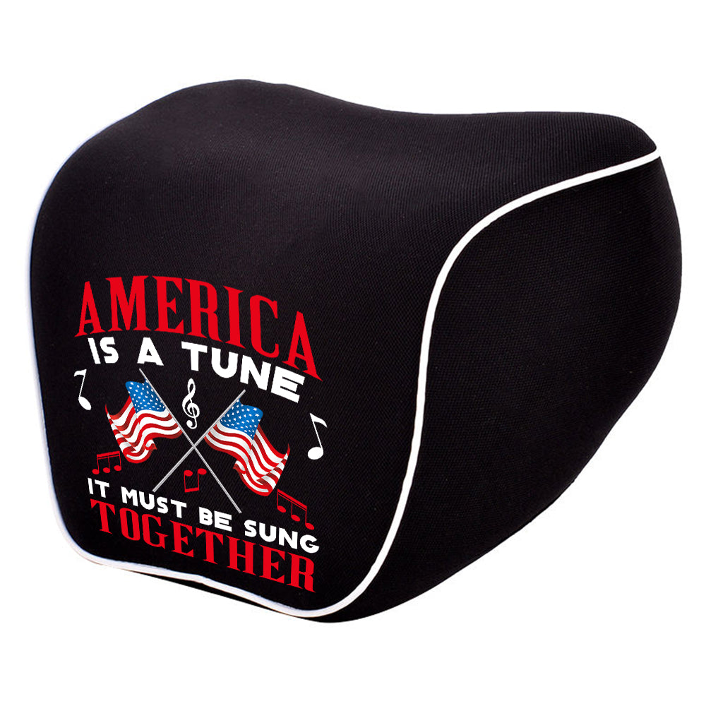 America Is A Tune Lumbar Support Cushion for Car and Headrest Neck Pillow Kit, Custom For Cars, Ergonomically Design for Car Seat, Car Accessories, 4th of July 08 - Delicate Leather