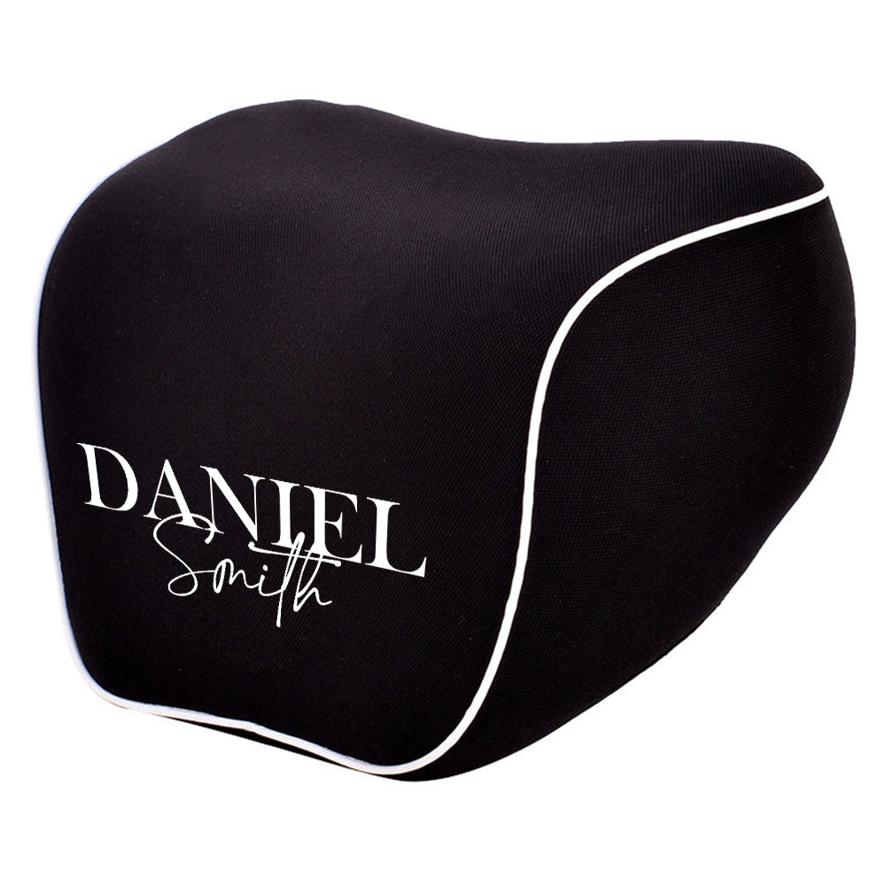 Personalized Name Sign Lumbar Support Cushion for Car and Headrest Neck Pillow Kit, Custom For Cars, Ergonomically Design for Car Seat, Car Accessories 13 - Delicate Leather