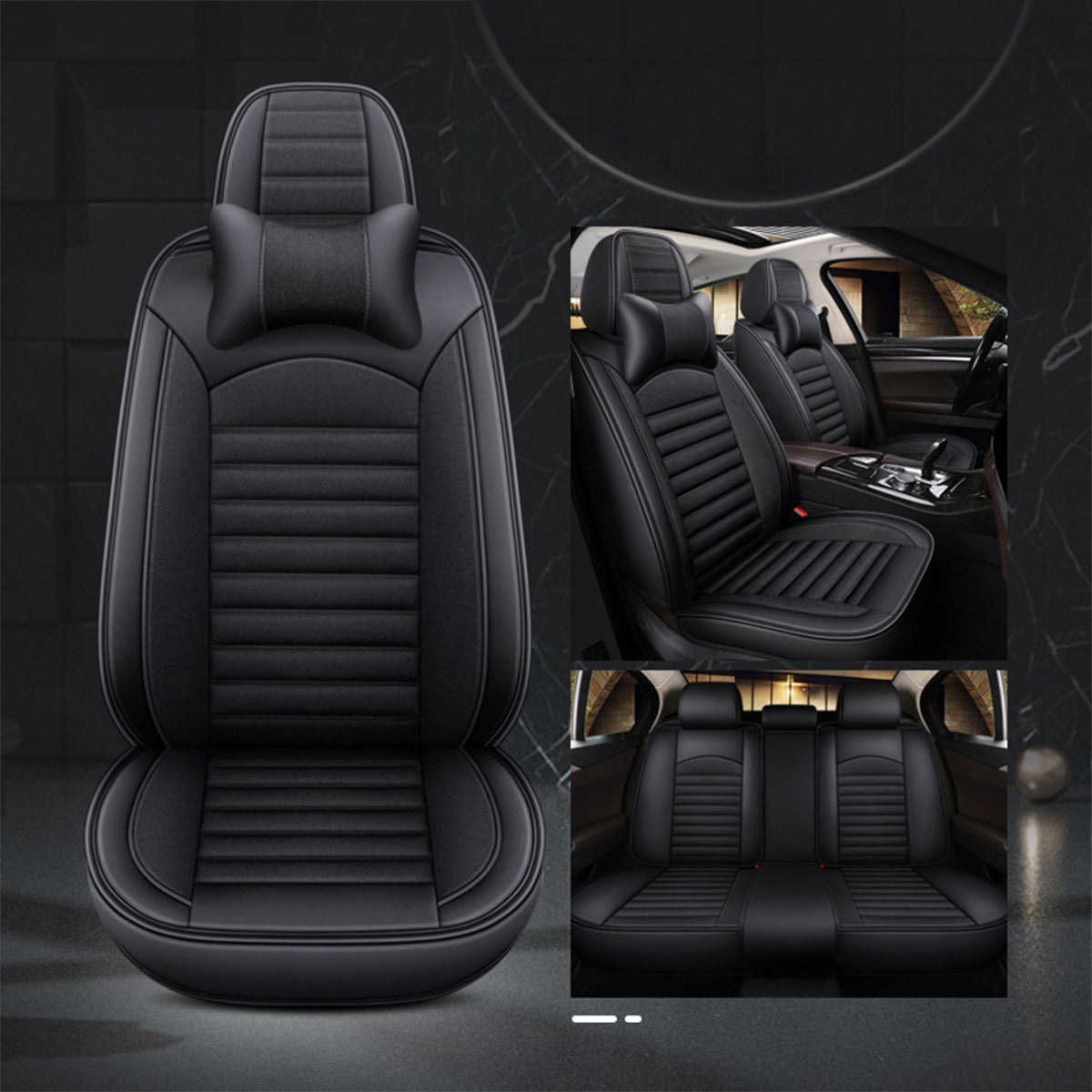 Customized Breathable Auto 9pcs Leather Seat Covers - Universal Full Set Luxury Car Seat Covers, Custom For Your Cars - Delicate Leather
