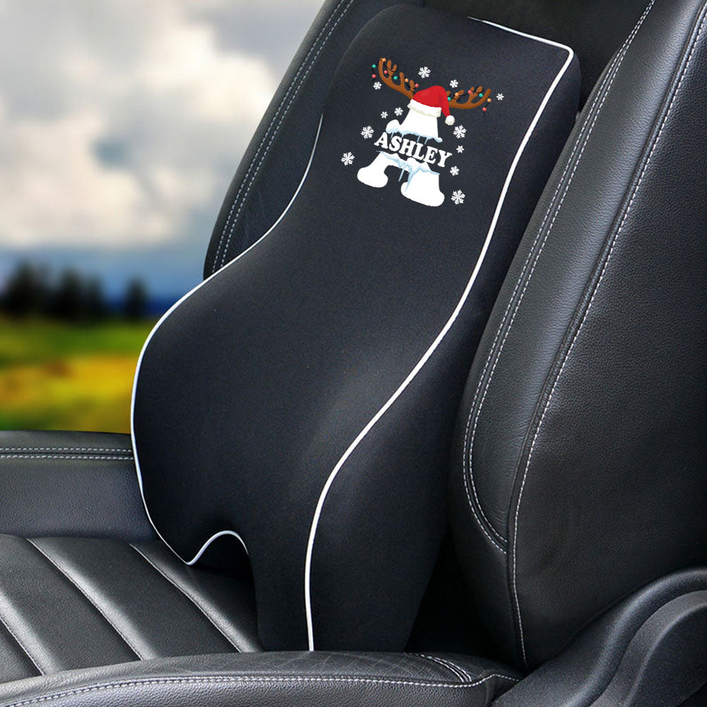 Custom Name Lumbar Support Cushion for Car and Headrest Neck Pillow Kit, Personalized Christmas, Personalized Gift, Custom For Cars, Ergonomically Design for Car Seat, Car Accessories, Personalised Lumbar Support Cushion, Christmas Gift L5
