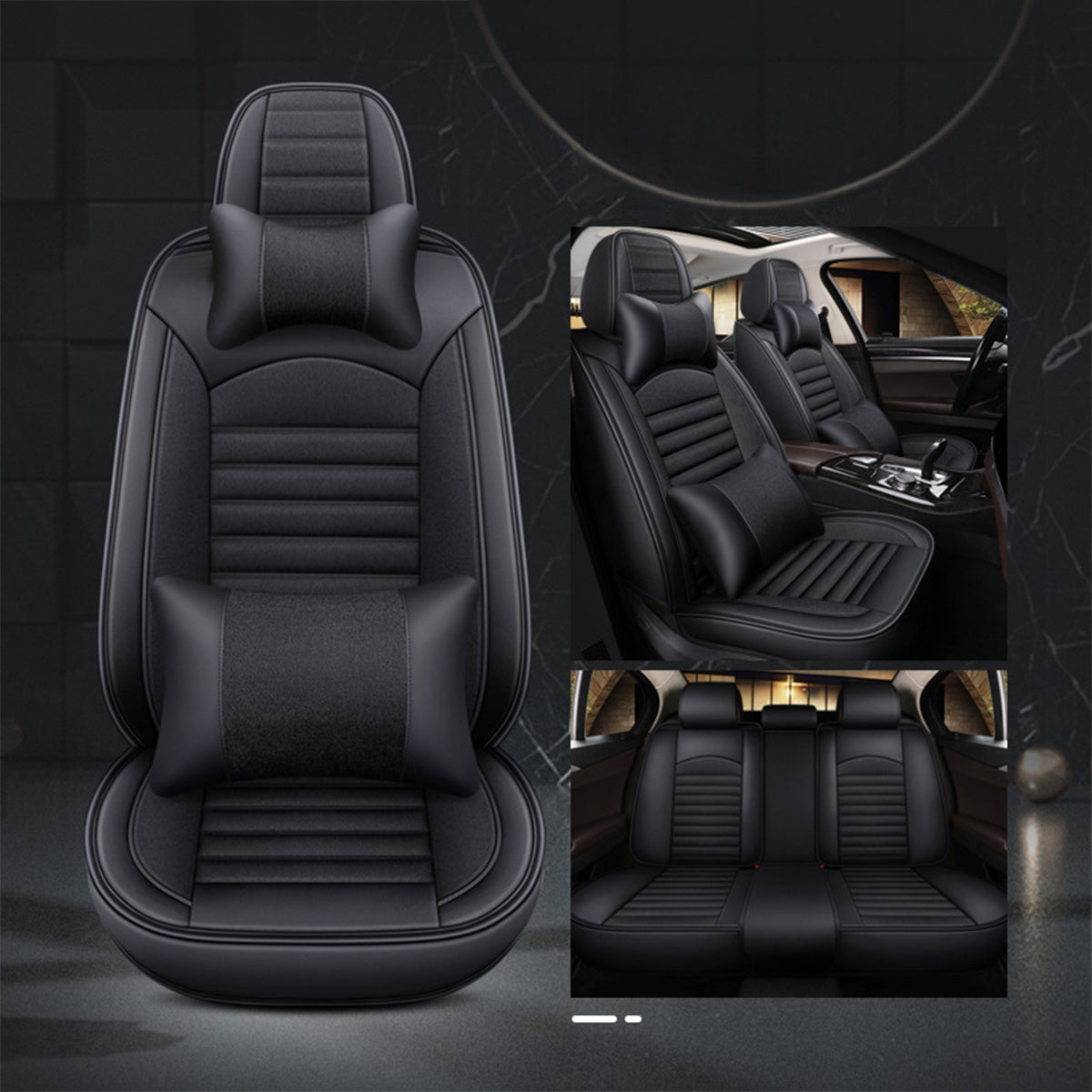 Customized Breathable Auto 9pcs Leather Seat Covers - Universal Full Set Luxury Car Seat Covers, Custom For Your Cars - Delicate Leather