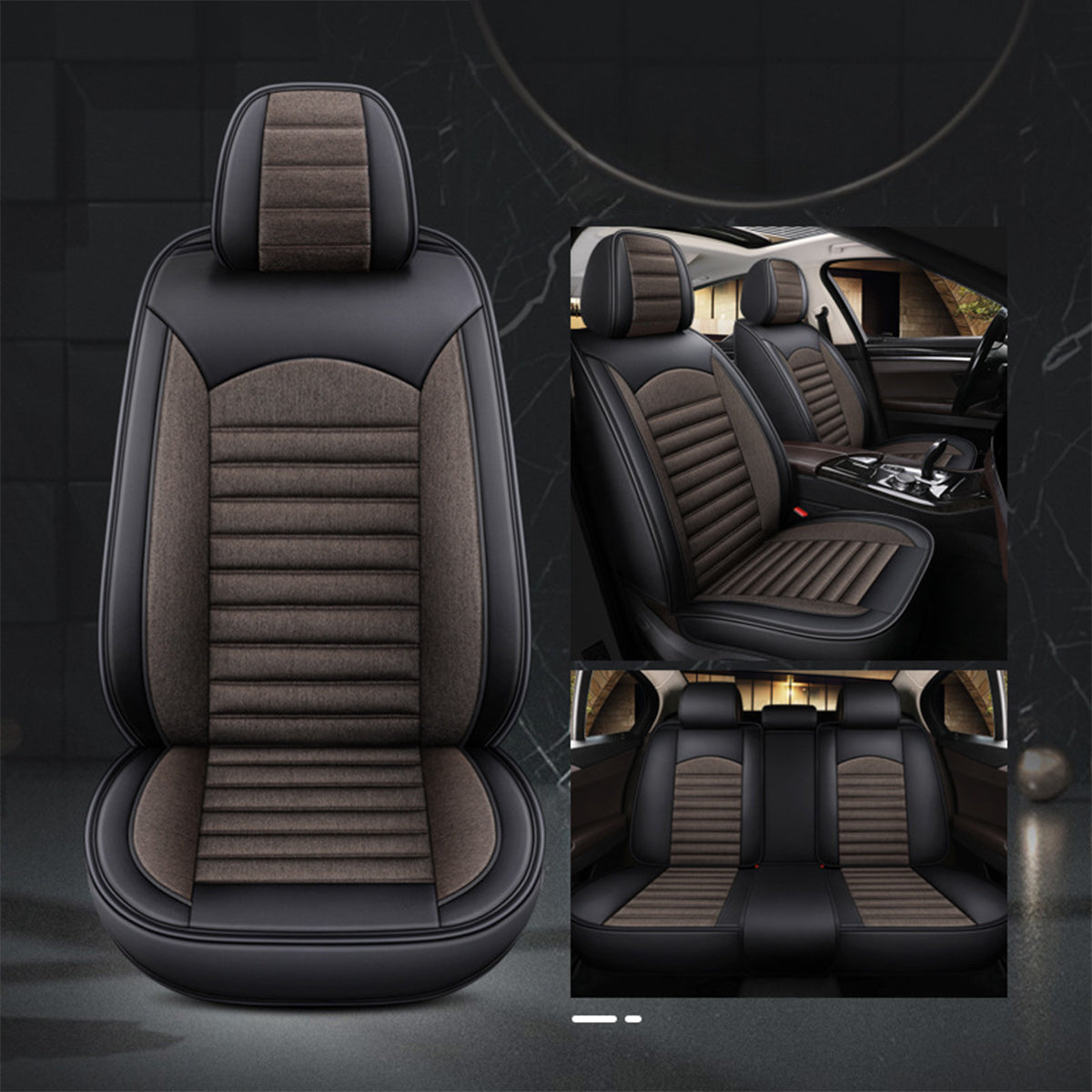 Customized Breathable Auto 9pcs Leather Seat Covers - Universal Full Set Luxury Car Seat Covers, Custom For Your Cars - Delicate Leather