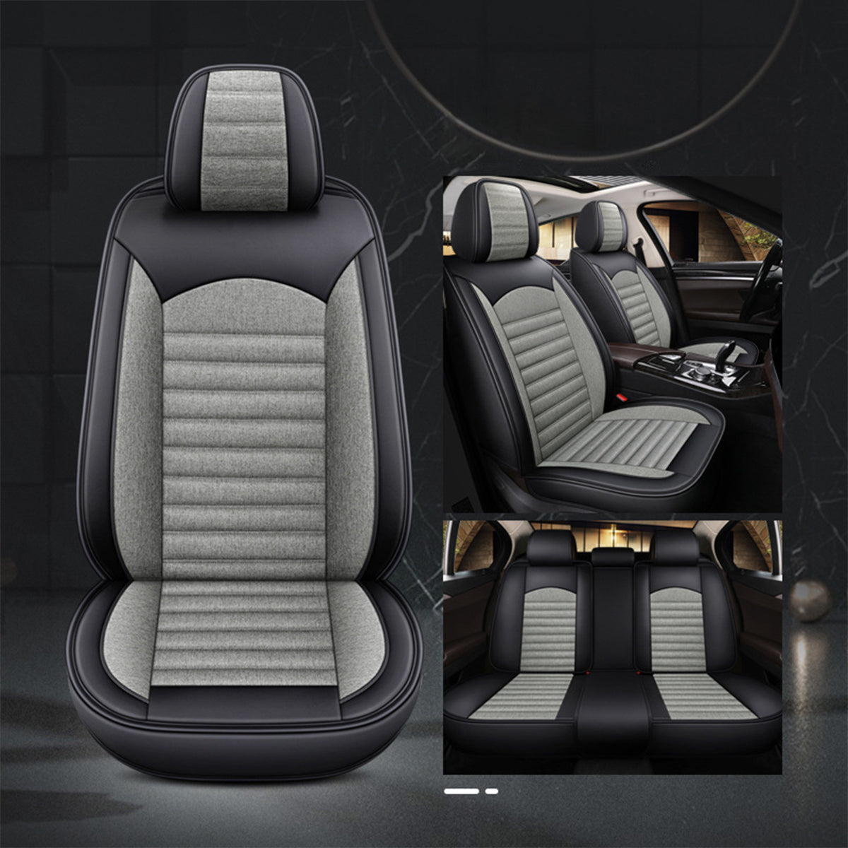Customized Breathable Auto 9pcs Leather Seat Covers - Universal Full Set Luxury Car Seat Covers, Custom For Your Cars - Delicate Leather