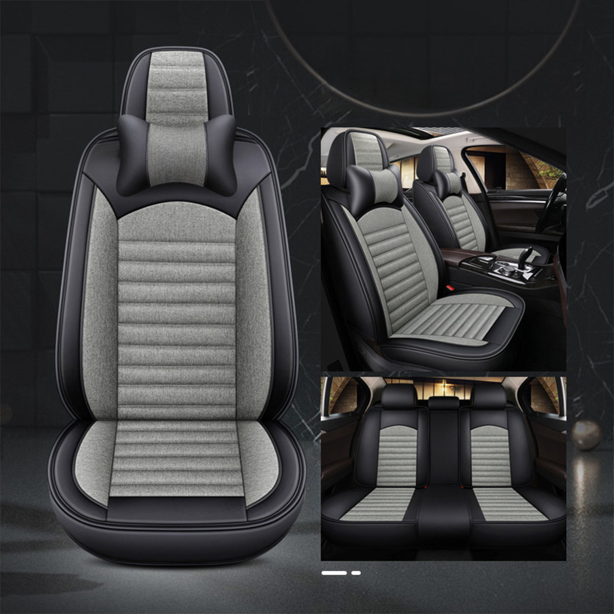 Customized Breathable Auto 9pcs Leather Seat Covers - Universal Full Set Luxury Car Seat Covers, Custom For Your Cars - Delicate Leather