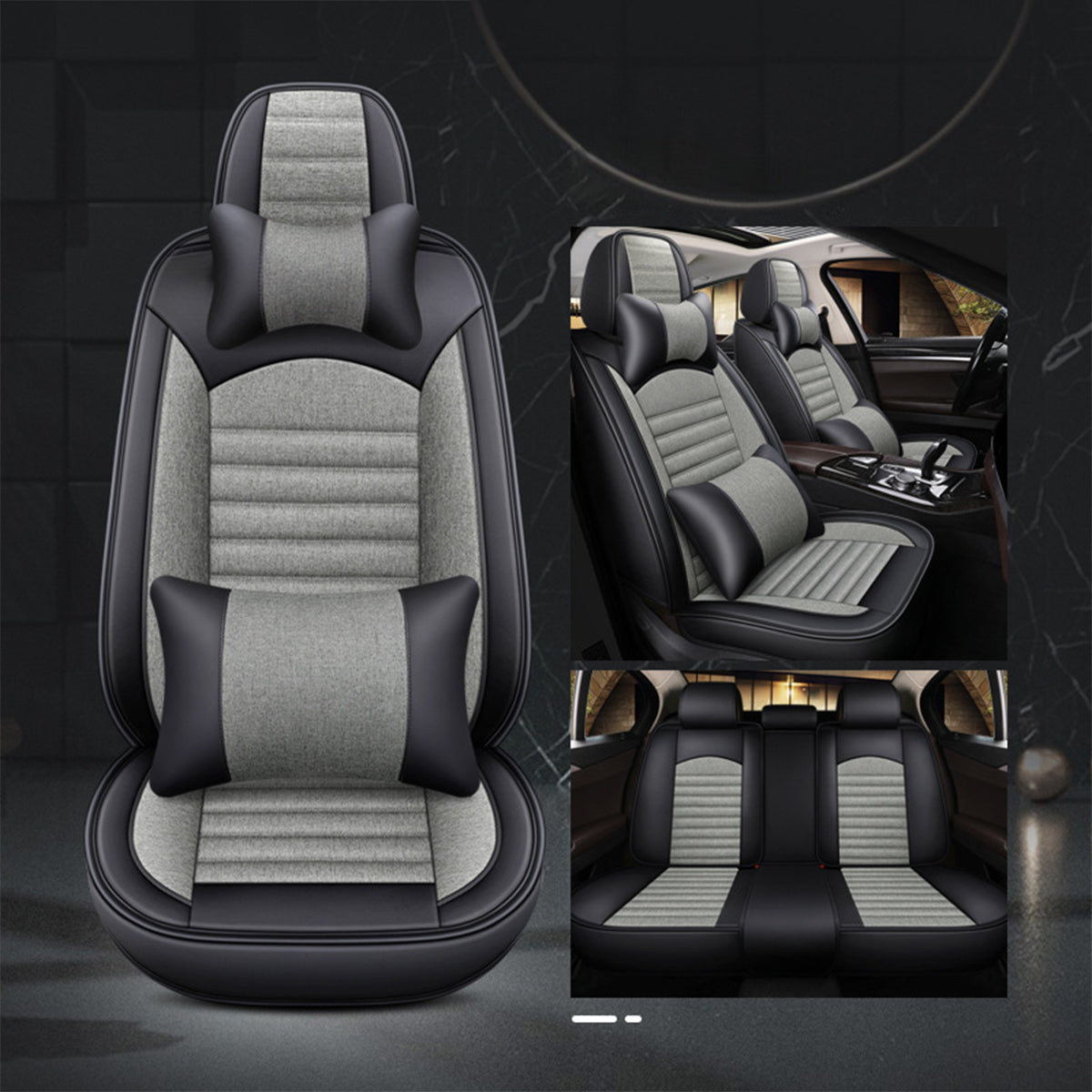 Customized Breathable Auto 9pcs Leather Seat Covers - Universal Full Set Luxury Car Seat Covers, Custom For Your Cars - Delicate Leather