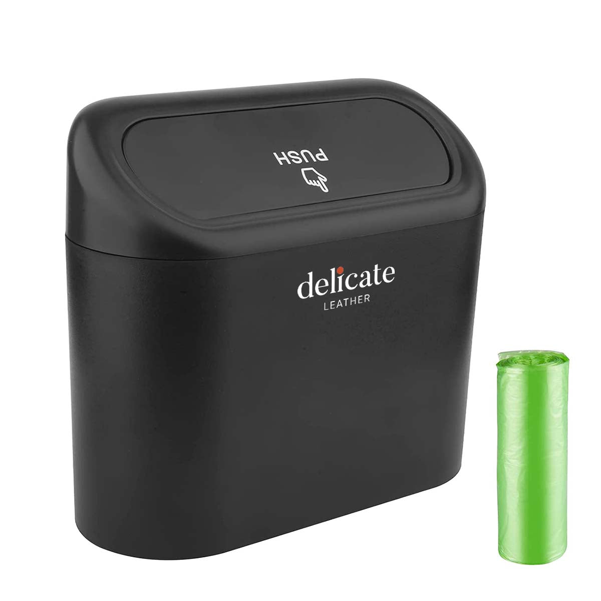 Delicate Leather Car Trash Can, Custom For Cars, Mini Car Accessories with Lid and Trash Bag, Cute Car Organizer Bin, Small Garbage Can for Storage and Organization, Car Accessories CH11996 - Delicate Leather