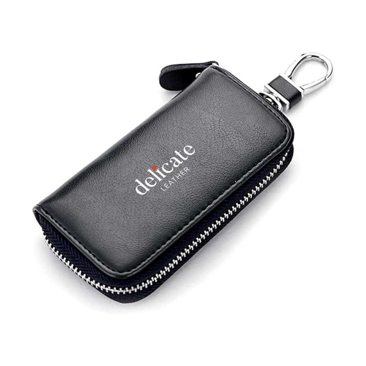 Custom fit for Car Gender-Neutral Luxury Leather Key Holder Wallet with 6 Hooks and Zipper Closure for Car Keys - Delicate Leather