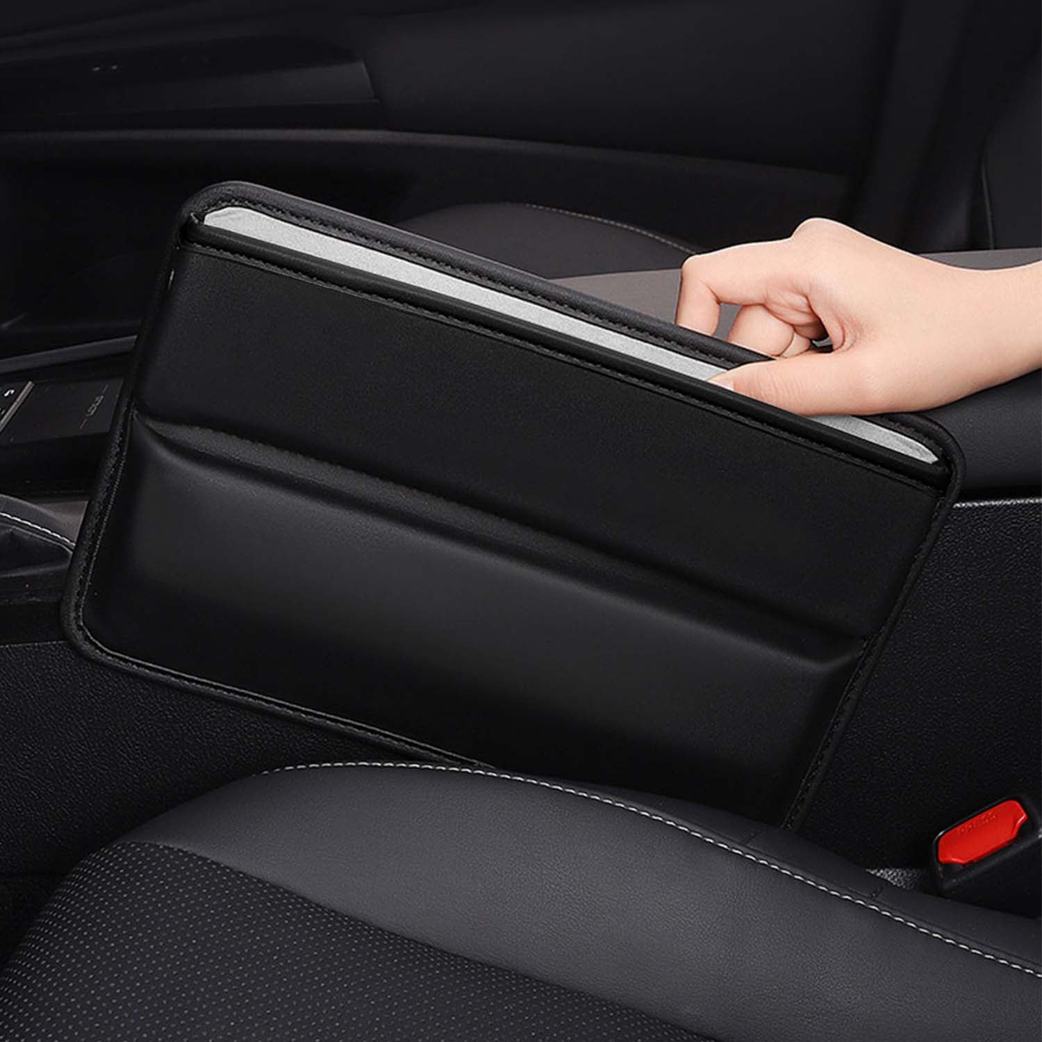 Car Seat Gap Filler Organizer, Custom-Fit For Car, Multifunctional PU Leather Console Side Pocket Organizer for Cellphones, Cards, Wallets, Keys DLHY226 - Delicate Leather