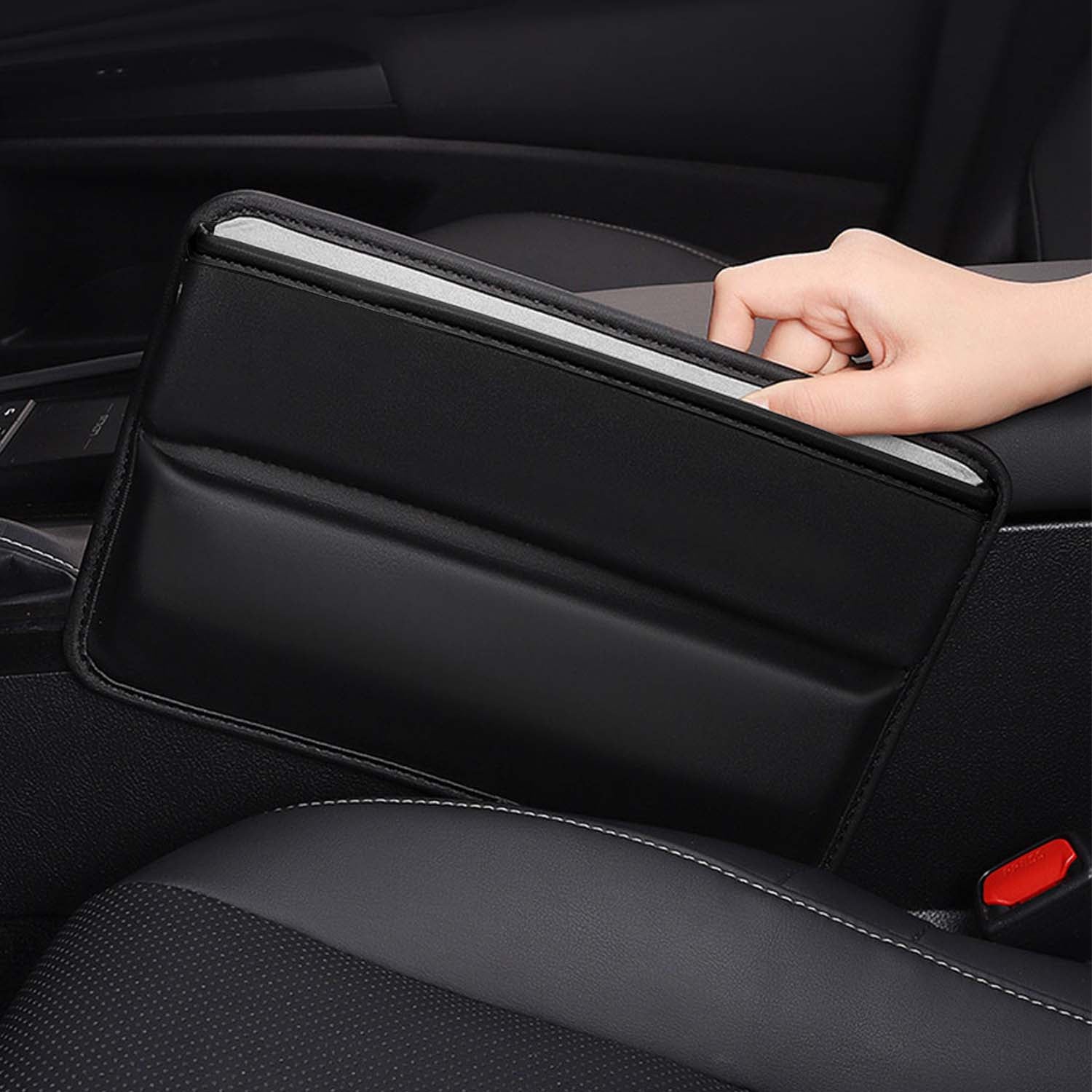 Delicate Leather Car Seat Gap Filler Organizer, Custom Fir For Your Cars, Multifunctional PU Leather Console Side Pocket Organizer for Cellphones, Cards, Wallets, Keys - Delicate Leather
