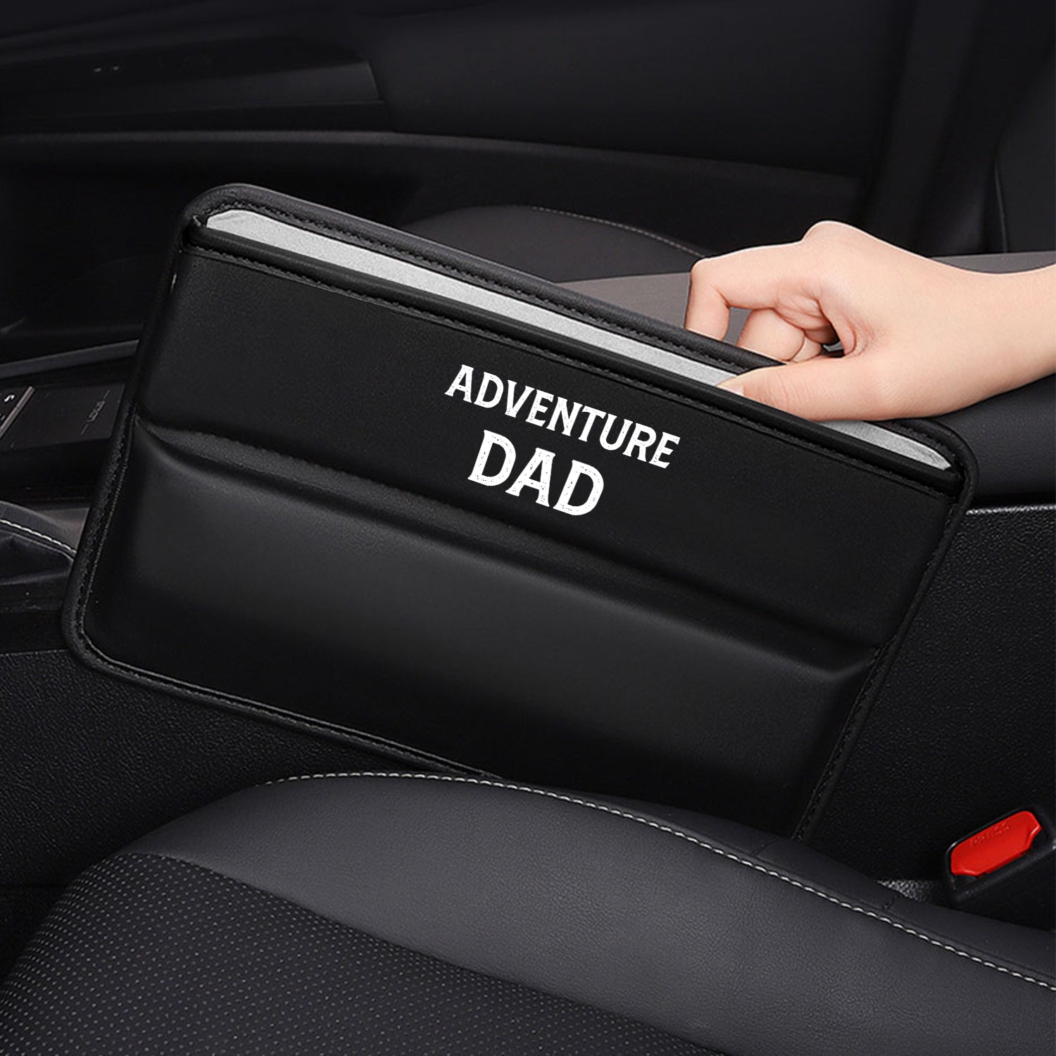 Car Seat Gap Filler Organizer, Custom FIt For Your Cars,Happy Father' s Day, Adventure Dad Multifunctional PU Leather Console Side Pocket Organizer for Cellphones, Cards, Wallets, Keys,Gift for Daddy - Delicate Leather