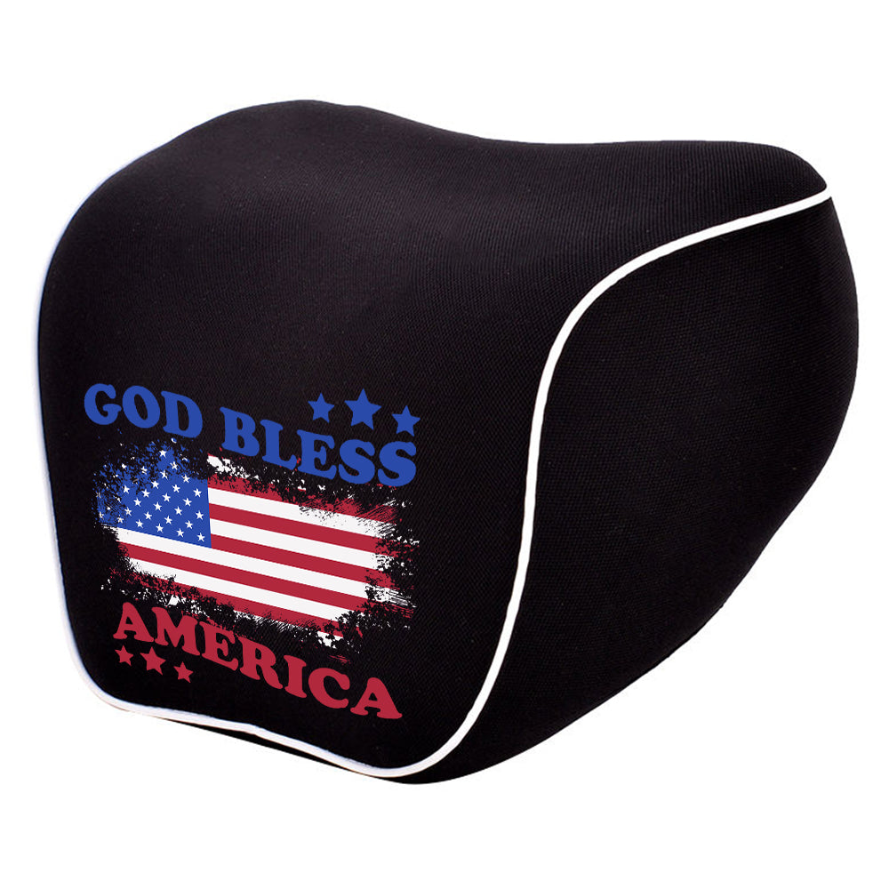 God Bless America Lumbar Support Cushion for Car and Headrest Neck Pillow Kit, Custom For Cars, Ergonomically Design for Car Seat, Car Accessories, 4th of July 09 - Delicate Leather