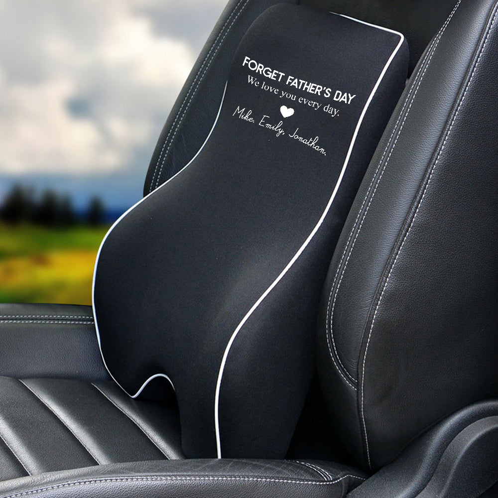 Personalized Lumbar Support Cushion for Car and Headrest Neck Pillow Kit, Happy Father's Day, Custom For Cars, Ergonomically Design for Car Seat, Car Accessories, Gift for Daddy - Delicate Leather