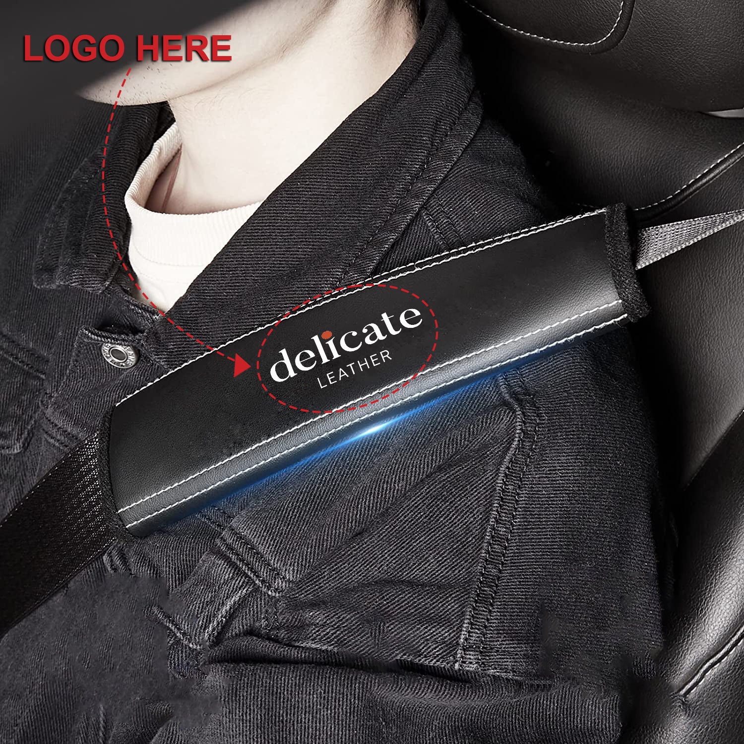 3-in-1 Car Accessories Bundle! This set includes a luxurious Hanging Car Purse Storage, stylish Car Seat Belt Covers, and a sleek Car Key Cover