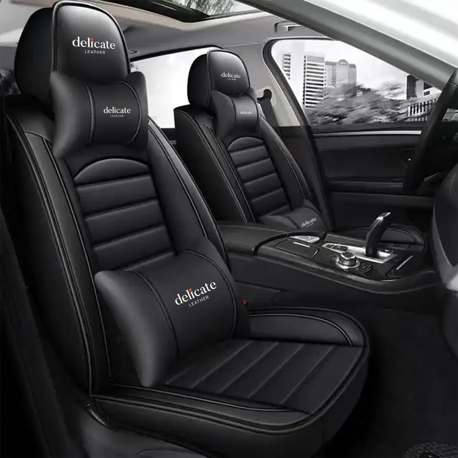 Delicate Leather Car Seat Cover Luxury Leather Car Seat Cover Custom Universal 5pcs Car Seat Cover Set Leather Full Set Universal - Delicate Leather