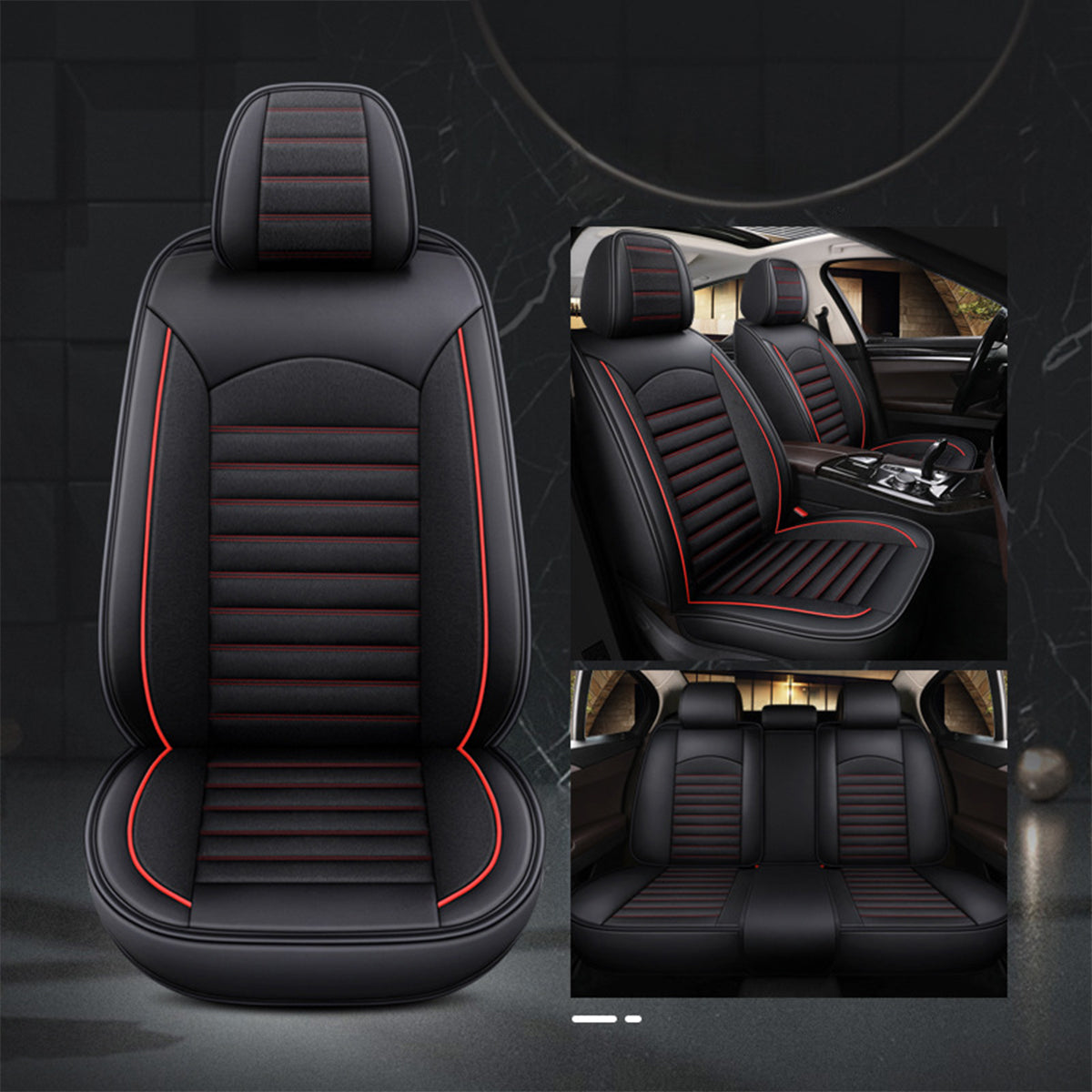 Customized Breathable Auto 9pcs Leather Seat Covers - Universal Full Set Luxury Car Seat Covers, Custom For Your Cars - Delicate Leather