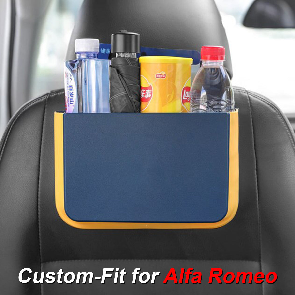 Hanging Waterproof Car Trash can-Foldable, Custom-Fit For Car, Waterproof, Equipped with Cup Holders and Trays DLAR251