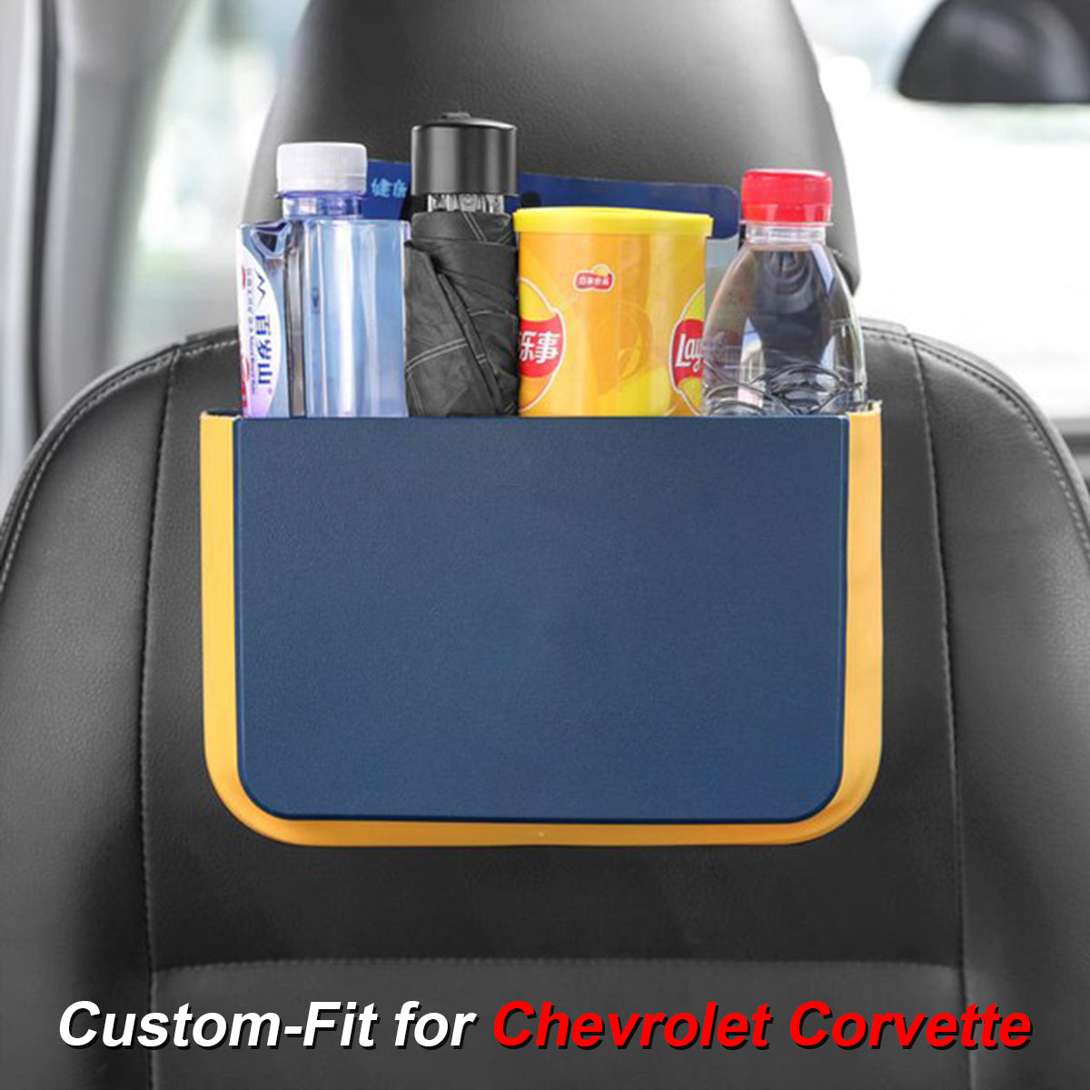 Hanging Waterproof Car Trash can-Foldable, Custom-Fit For Car, Waterproof, Equipped with Cup Holders and Trays DLCC251