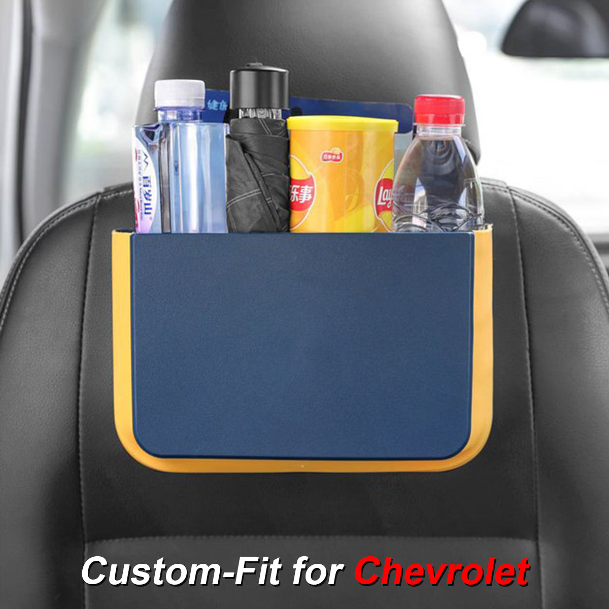 Hanging Waterproof Car Trash can-Foldable, Custom-Fit For Car, Waterproof, Equipped with Cup Holders and Trays DLCH251