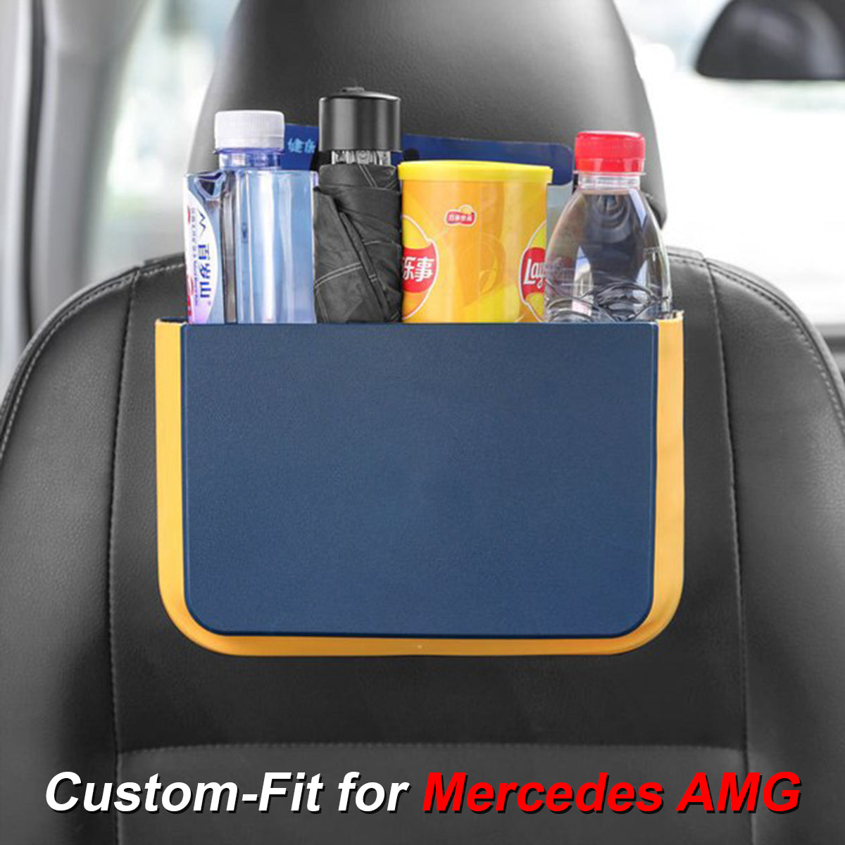 Hanging Waterproof Car Trash can-Foldable, Custom-Fit For Mercedes AMG, Waterproof, Equipped with Cup Holders and Trays DLLM251 - Delicate Leather