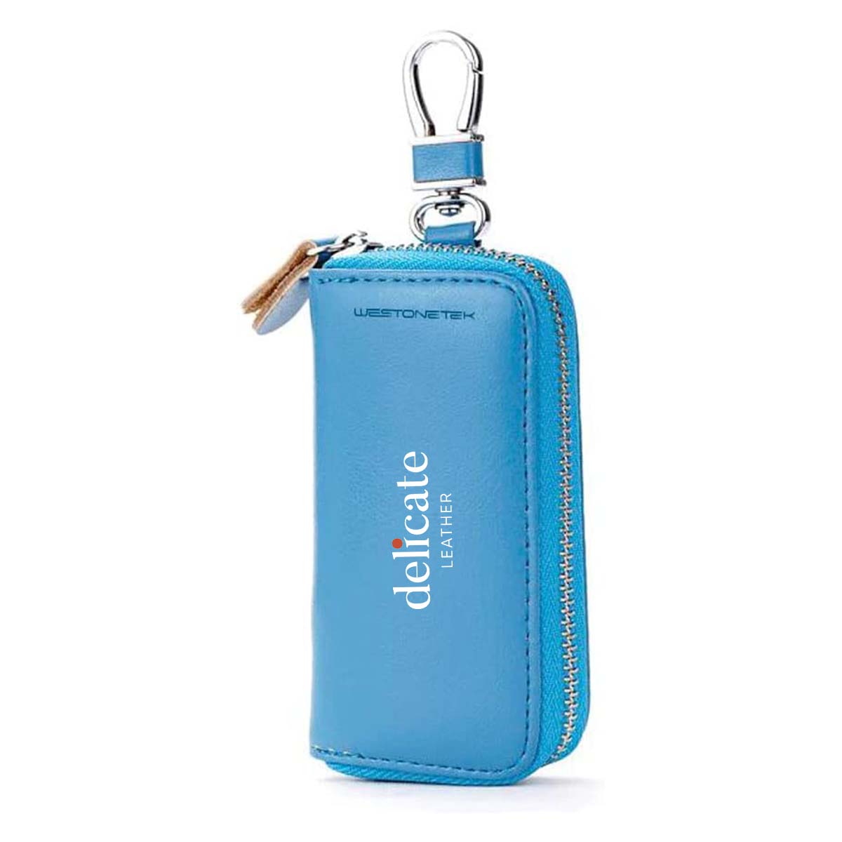 Custom fit for Car Gender-Neutral Luxury Leather Key Holder Wallet with 6 Hooks and Zipper Closure for Car Keys - Delicate Leather