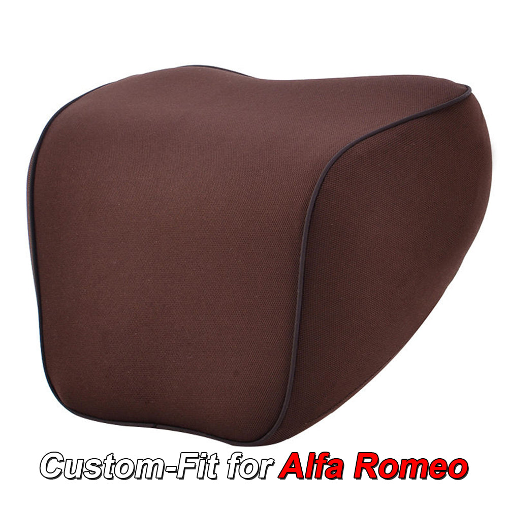 Lumbar Support Cushion for Car and Headrest Neck Pillow Kit, Custom-Fit For Alfa Romeo, Ergonomically Design for Car Seat, Car Accessories DLAR254 - Delicate Leather