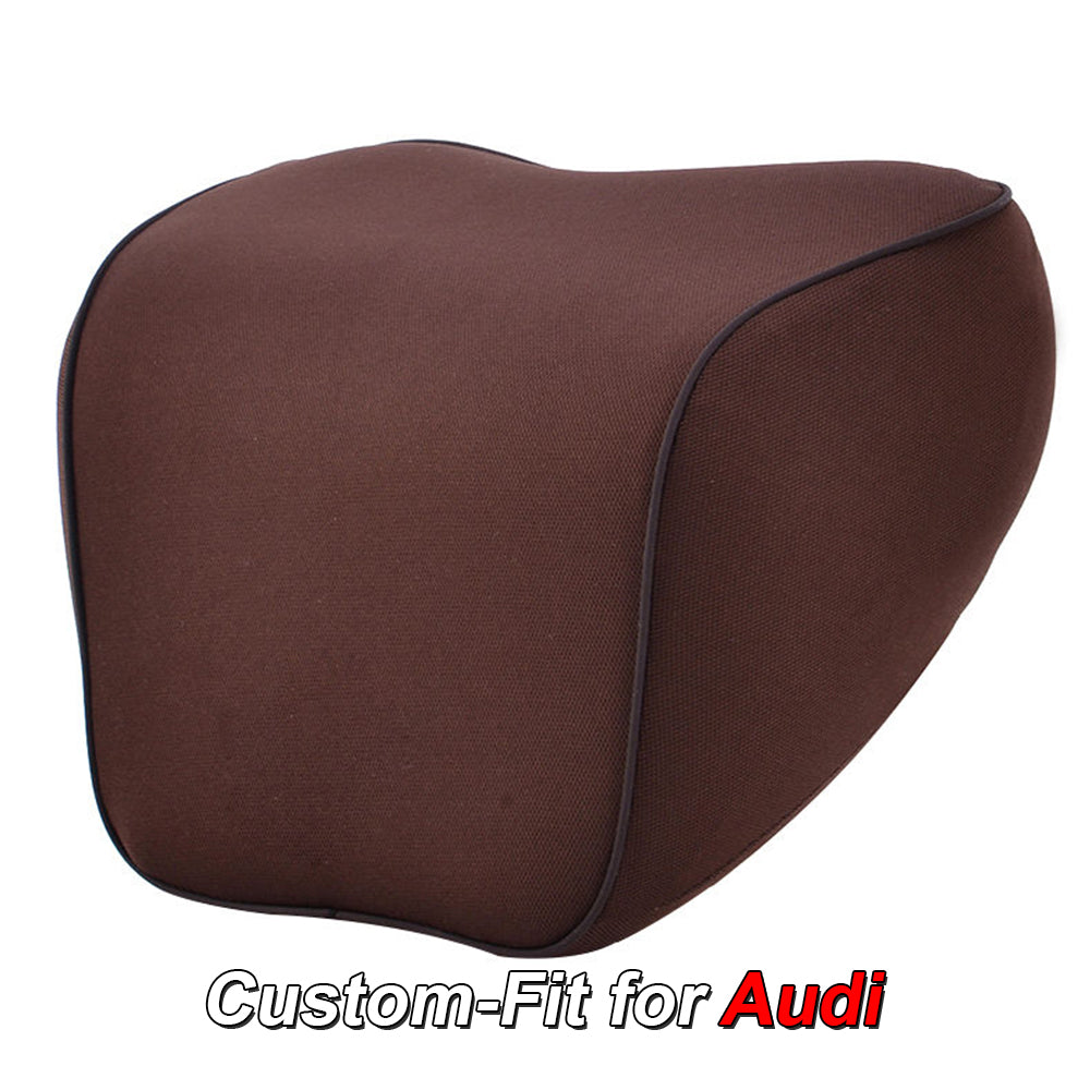 Lumbar Support Cushion for Car and Headrest Neck Pillow Kit, Custom-Fit For Audi, Ergonomically Design for Car Seat, Car Accessories DLRA254 - Delicate Leather