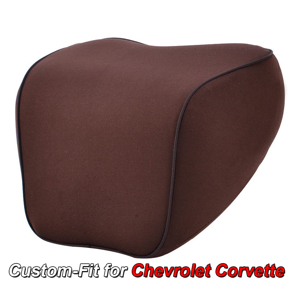 Lumbar Support Cushion for Car and Headrest Neck Pillow Kit, Custom-Fit For Chevrolet Corvette, Ergonomically Design for Car Seat, Car Accessories DLCC254 - Delicate Leather