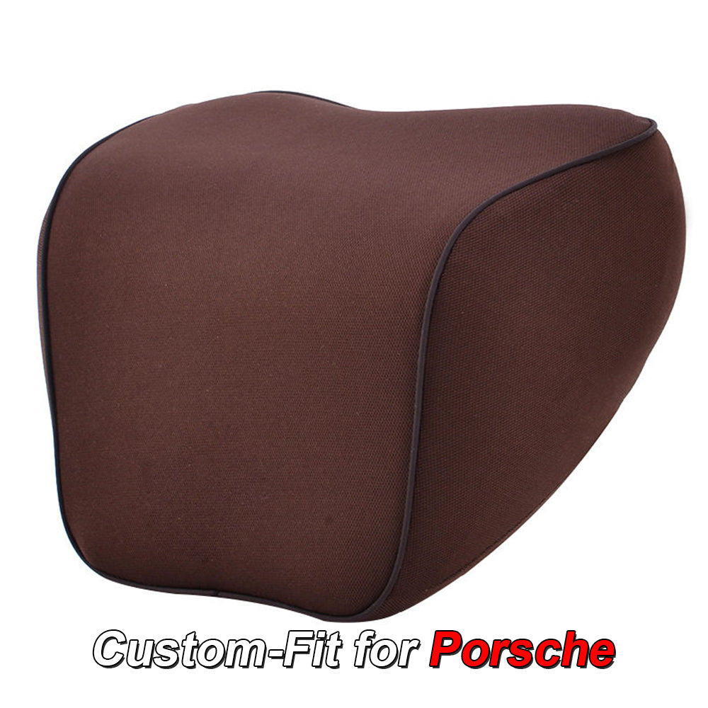 Lumbar Support Cushion for Car and Headrest Neck Pillow Kit, Custom-Fit For Porsche, Ergonomically Design for Car Seat, Car Accessories DLRL254 - Delicate Leather