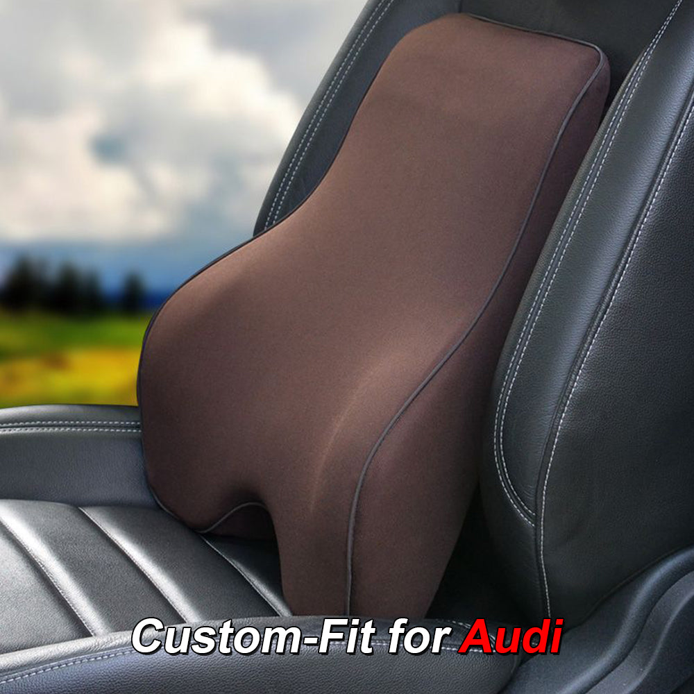 Lumbar Support Cushion for Car and Headrest Neck Pillow Kit, Custom-Fit For Audi, Ergonomically Design for Car Seat, Car Accessories DLRA254 - Delicate Leather