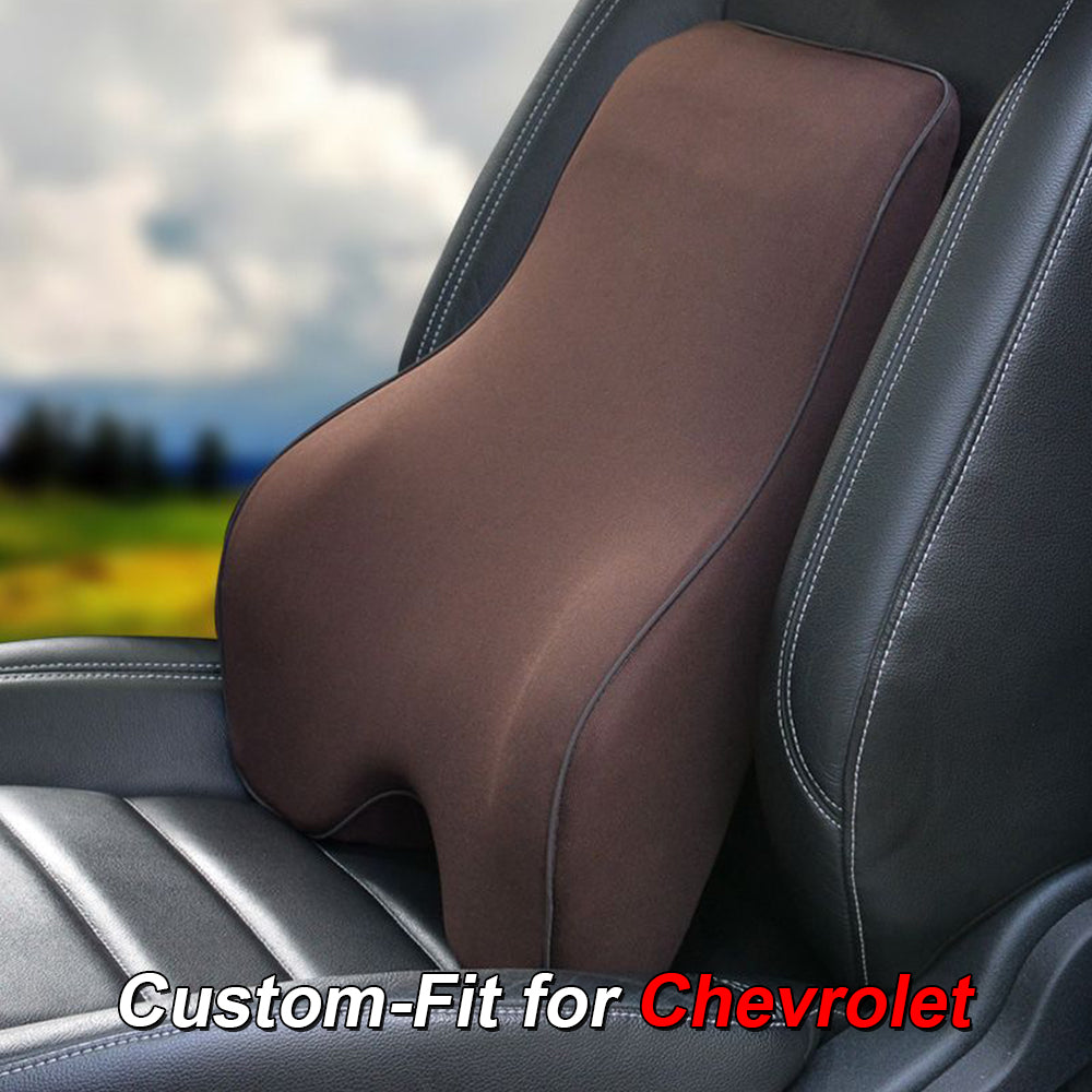 Lumbar Support Cushion for Car and Headrest Neck Pillow Kit, Custom-Fit For Chevrolet, Ergonomically Design for Car Seat, Car Accessories DLCH254 - Delicate Leather