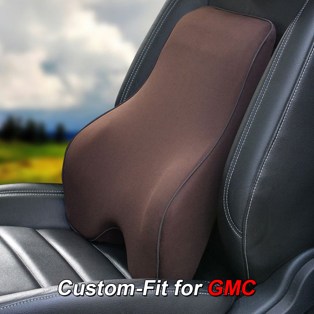 Lumbar Support Cushion for Car and Headrest Neck Pillow Kit, Custom-Fit For GMC, Ergonomically Design for Car Seat, Car Accessories DLWQ254 - Delicate Leather