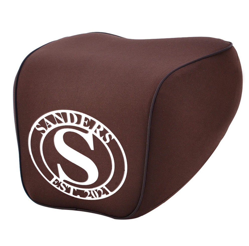 Personalized Wedding Gift Custom Name Lumbar Support Cushion for Car and Headrest Neck Pillow Kit, Anniversary Couple Gift Personalized, Happy Anniversary, Valentines Day Gift Romantic, Car Accessories 01 - Delicate Leather