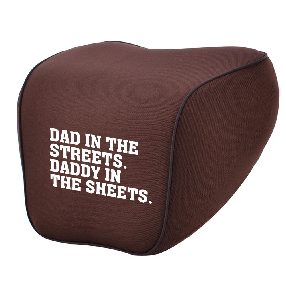 Lumbar Support Cushion for Car and Headrest Neck Pillow Kit, Dad In The Streets. Daddy In The Sheets, Custom For Cars, Ergonomically Design for Car Seat, Car Accessories, Gift for Daddy - Delicate Leather
