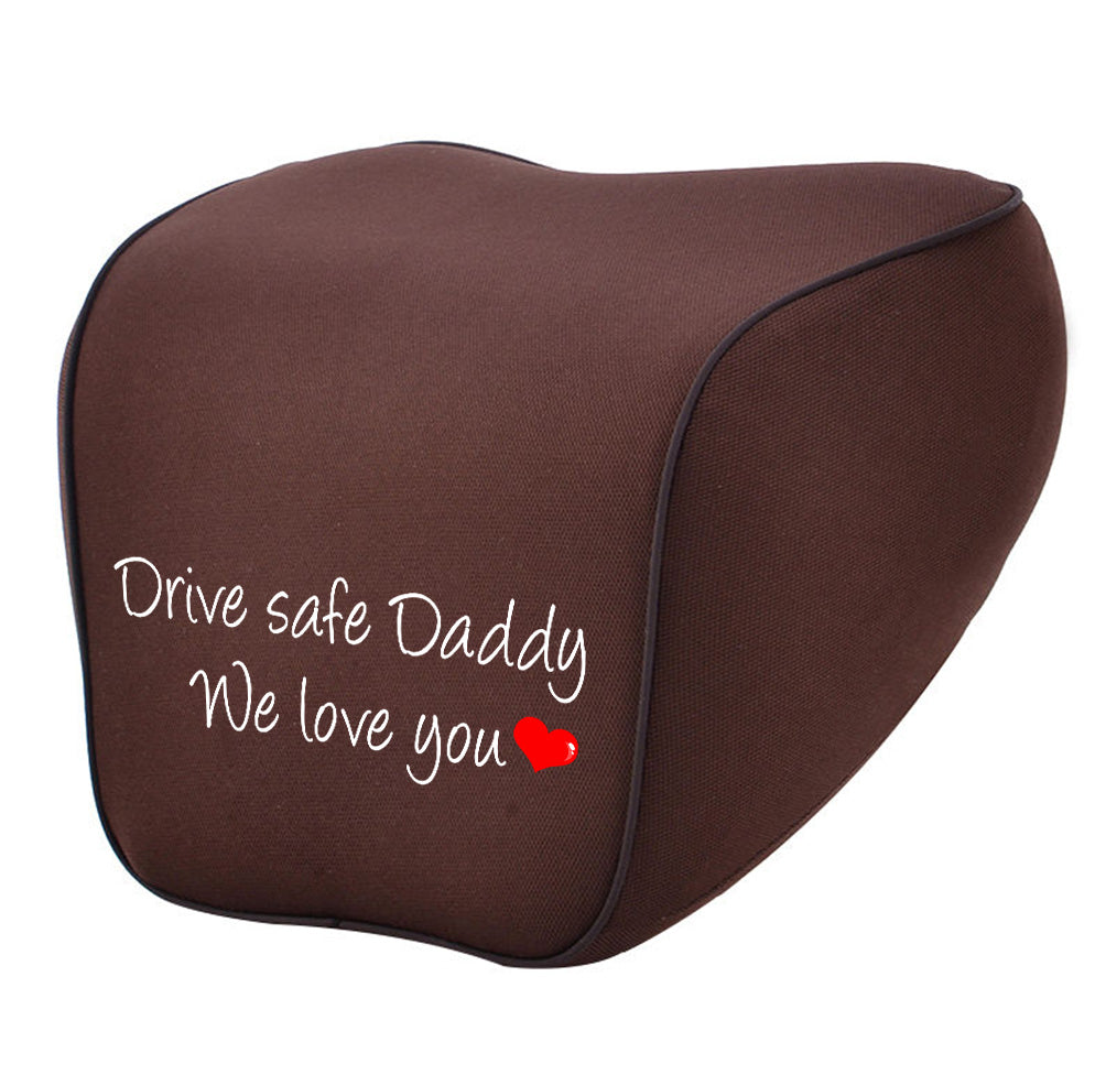 Lumbar Support Cushion for Car and Headrest Neck Pillow Kit, Drive Safe Daddy, Custom For Cars, Ergonomically Design for Car Seat, Car Accessories, Gift for Daddy - Delicate Leather