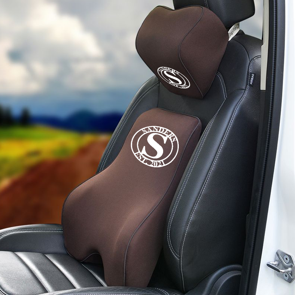 Personalized Wedding Gift Custom Name Lumbar Support Cushion for Car and Headrest Neck Pillow Kit, Anniversary Couple Gift Personalized, Happy Anniversary, Valentines Day Gift Romantic, Car Accessories 01 - Delicate Leather