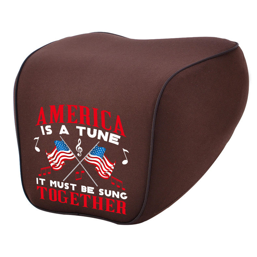 America Is A Tune Lumbar Support Cushion for Car and Headrest Neck Pillow Kit, Custom For Cars, Ergonomically Design for Car Seat, Car Accessories, 4th of July 08 - Delicate Leather