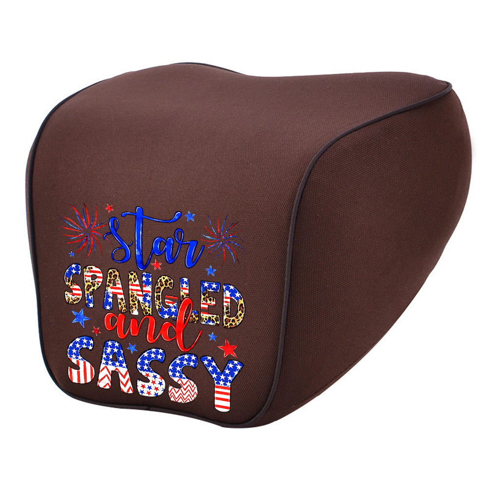 Star Spangled And Sassy Lumbar Support Cushion for Car and Headrest Neck Pillow Kit, Custom For Cars, Ergonomically Design for Car Seat, Car Accessories, 4th of July 06 - Delicate Leather