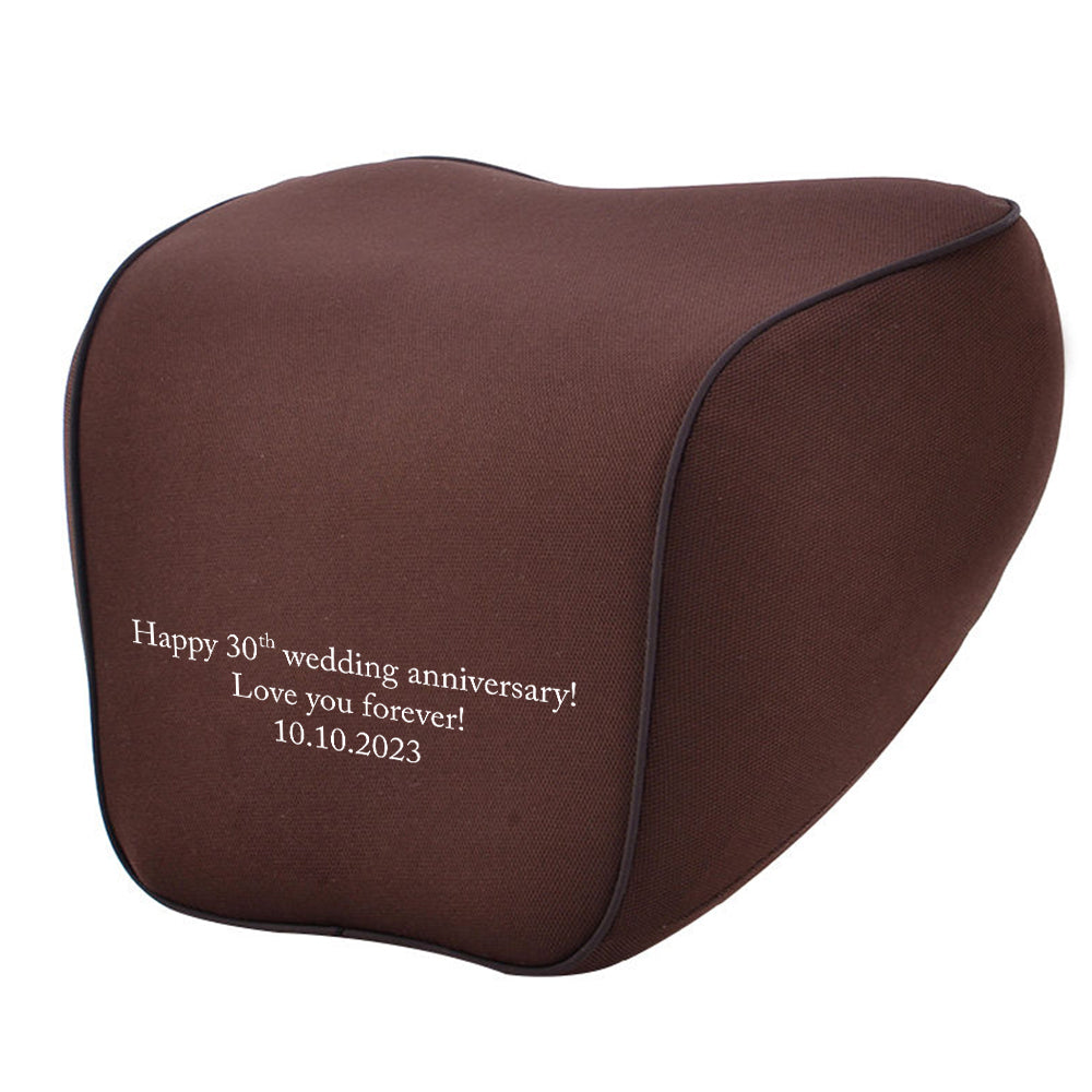 Personalized Anniversary Date Lumbar Support Cushion for Car and Headrest Neck Pillow Kit, Happy Anniversary Lumbar Support Cushion, Custom For Cars, Ergonomically Design for Car Seat, Car Accessories, Anniversary For Wife Husband 11 - Delicate Leather