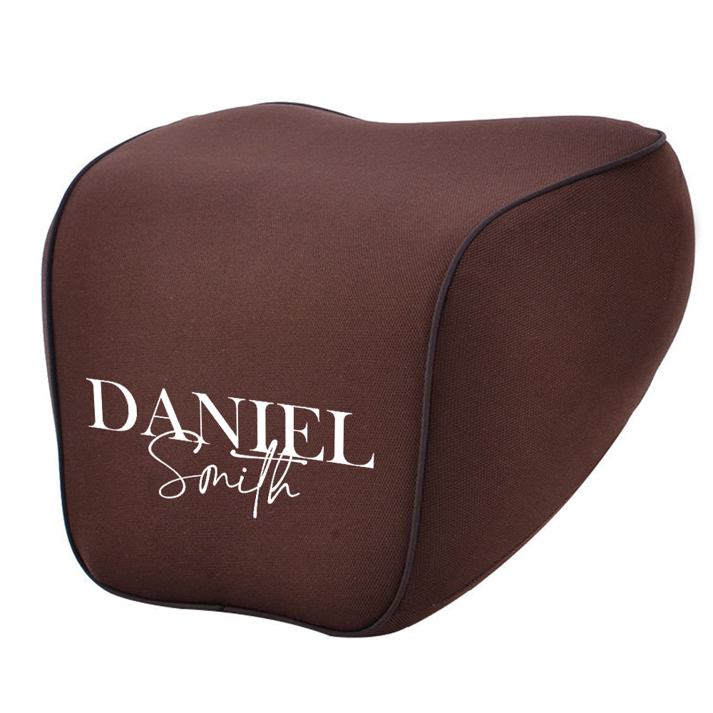 Personalized Name Sign Lumbar Support Cushion for Car and Headrest Neck Pillow Kit, Custom For Cars, Ergonomically Design for Car Seat, Car Accessories 13 - Delicate Leather