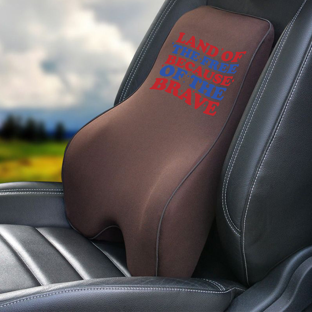 Land Of The Free, Because Of Brave Lumbar Support Cushion for Car and Headrest Neck Pillow Kit, Custom For Cars, Ergonomically Design for Car Seat, Car Accessories, Retro 4th of July 02 - Delicate Leather